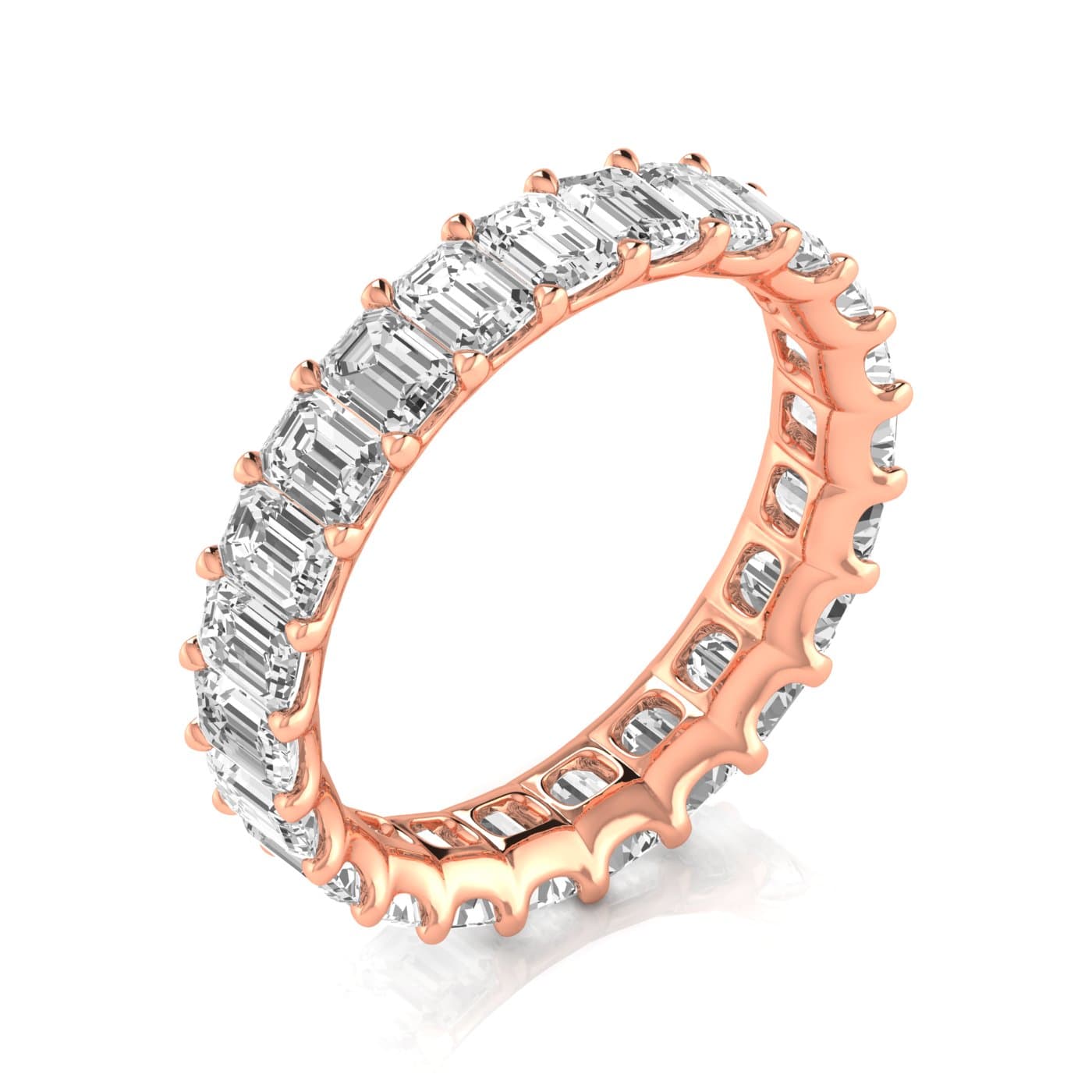 Diamond Emerald Cut Eternity Band (4 ct. tw.), On hand view in rose gold