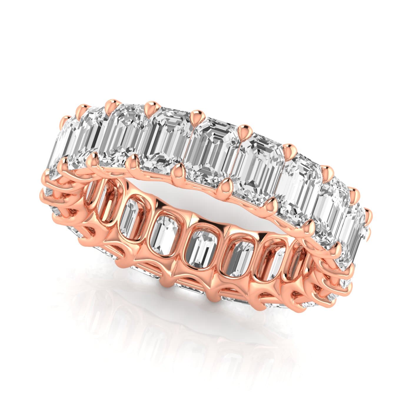 Diamond Emerald Cut Eternity Band (6.08 ct. tw.), Front view in rose gold