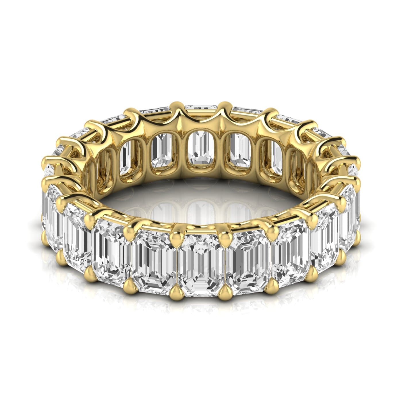 Diamond Emerald Cut Eternity Band (6.4 ct. tw.), Side view in yellow gold