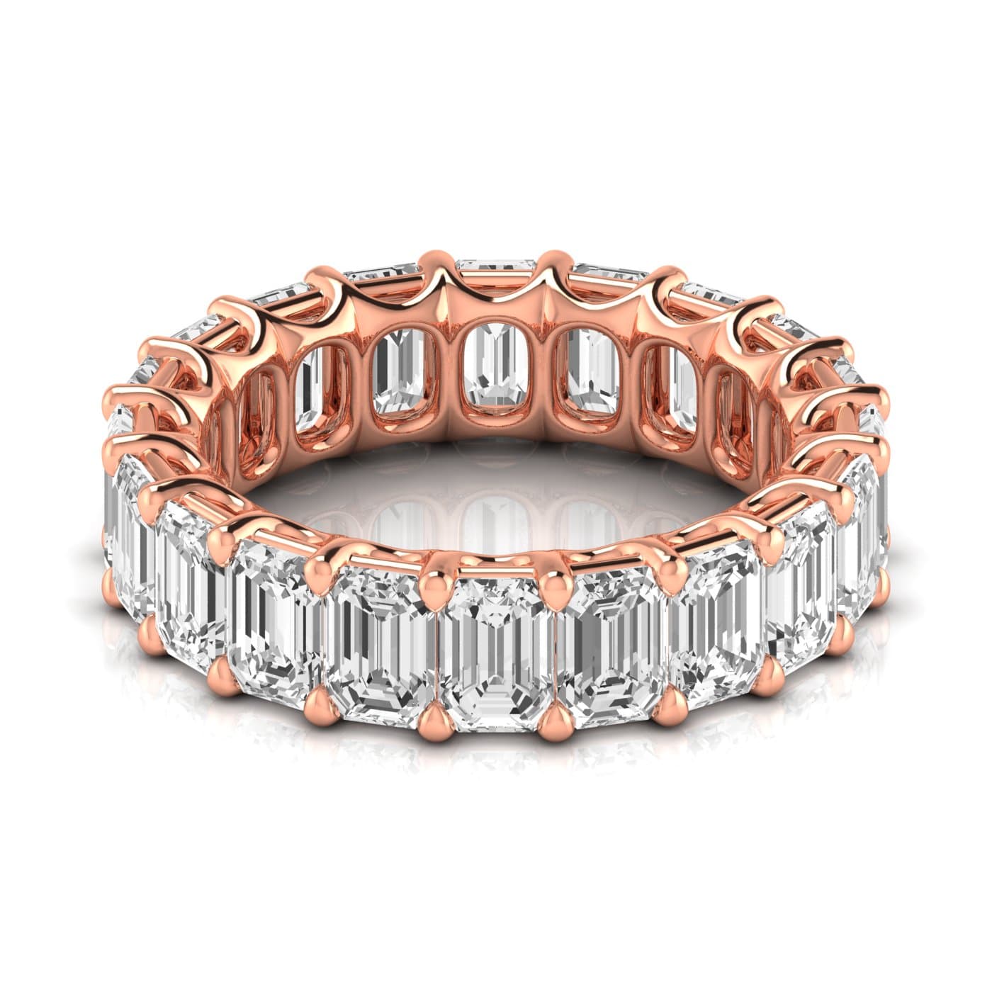 Diamond Emerald Cut Eternity Band (6.08 ct. tw.), Side view in rose gold