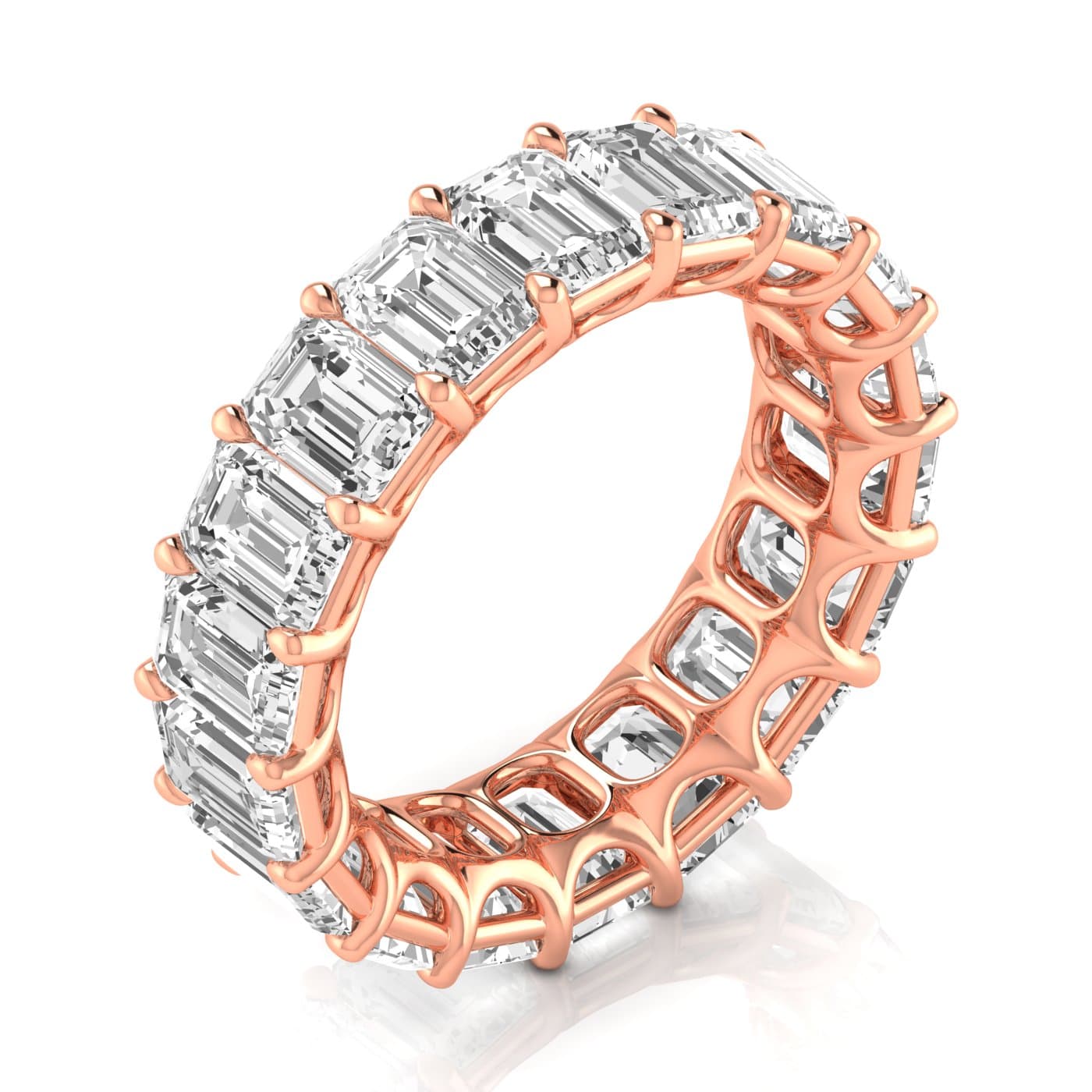 Diamond Emerald Cut Eternity Band (8.84 ct. tw.), On hand view in rose gold