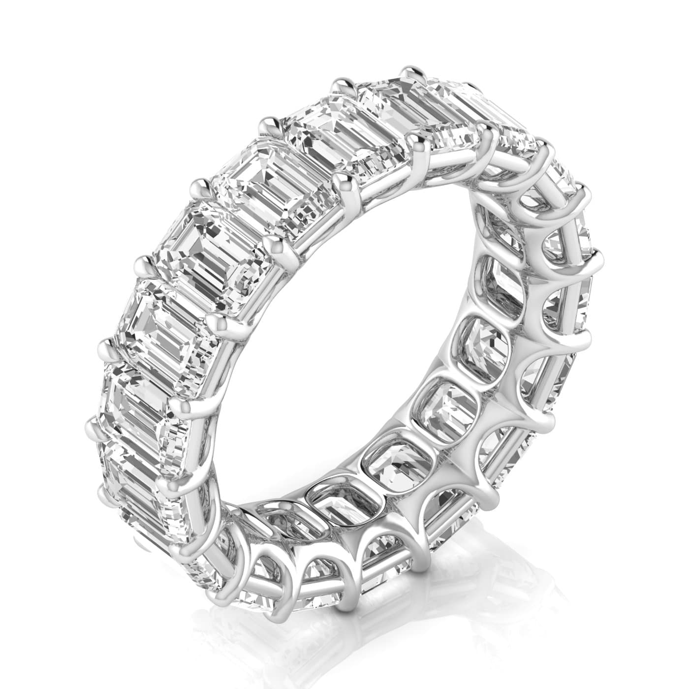 Diamond Emerald Cut Eternity Band (8 1/3 ct. tw.), On hand view in white gold or platinum
