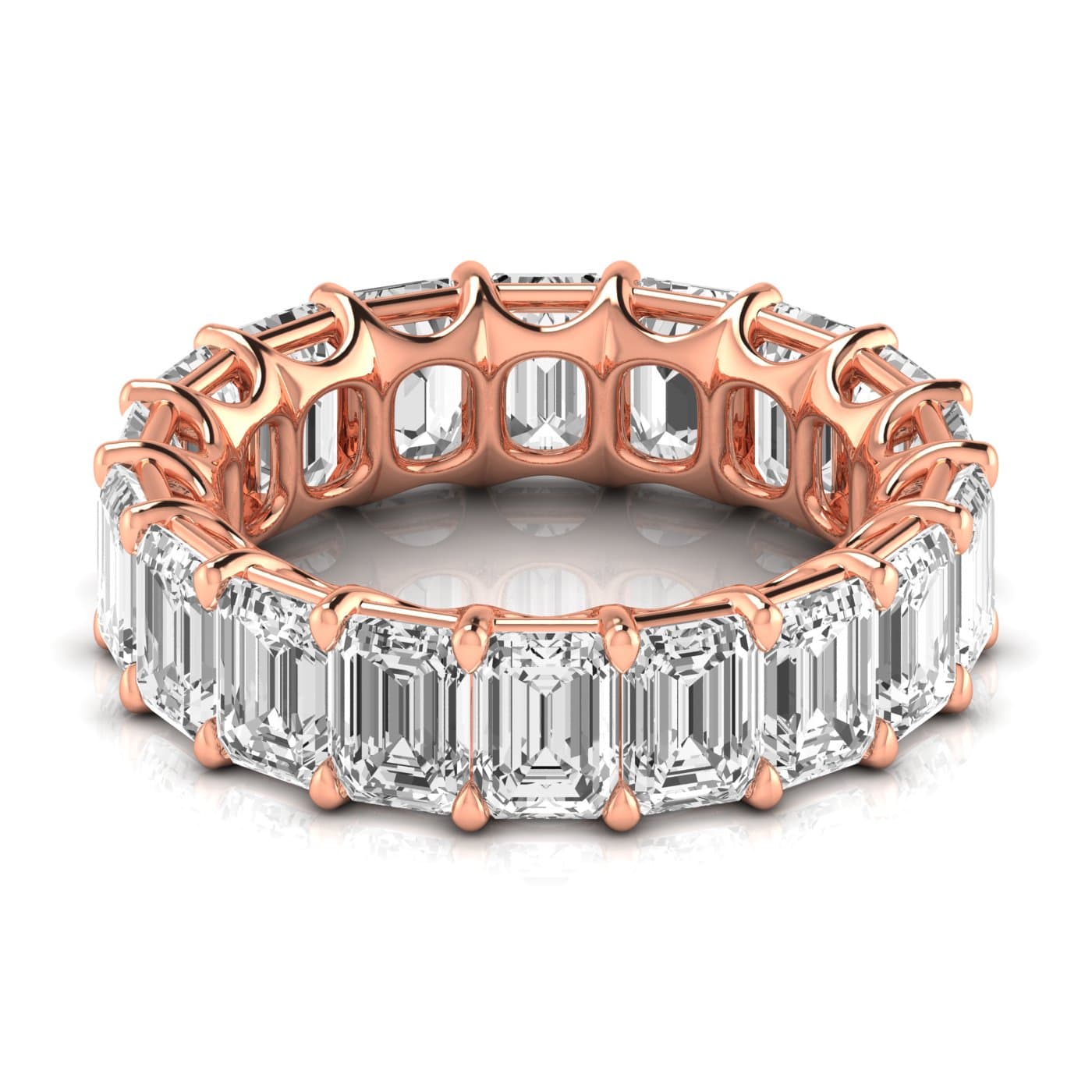 Diamond Emerald Cut Eternity Band (8.84 ct. tw.), Side view in rose gold