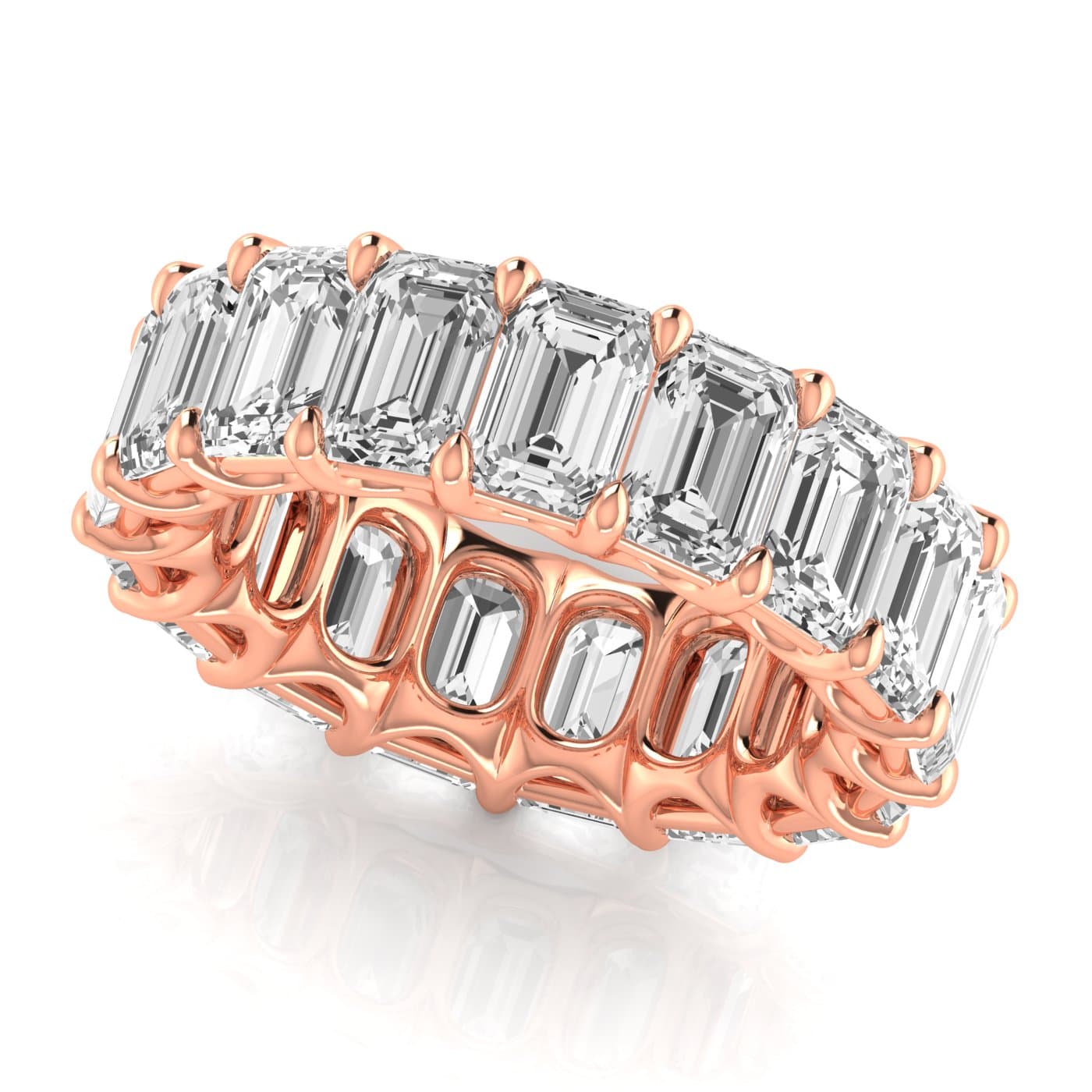 Diamond Emerald Cut Eternity Band (10.8 ct. tw.), Front view in rose gold