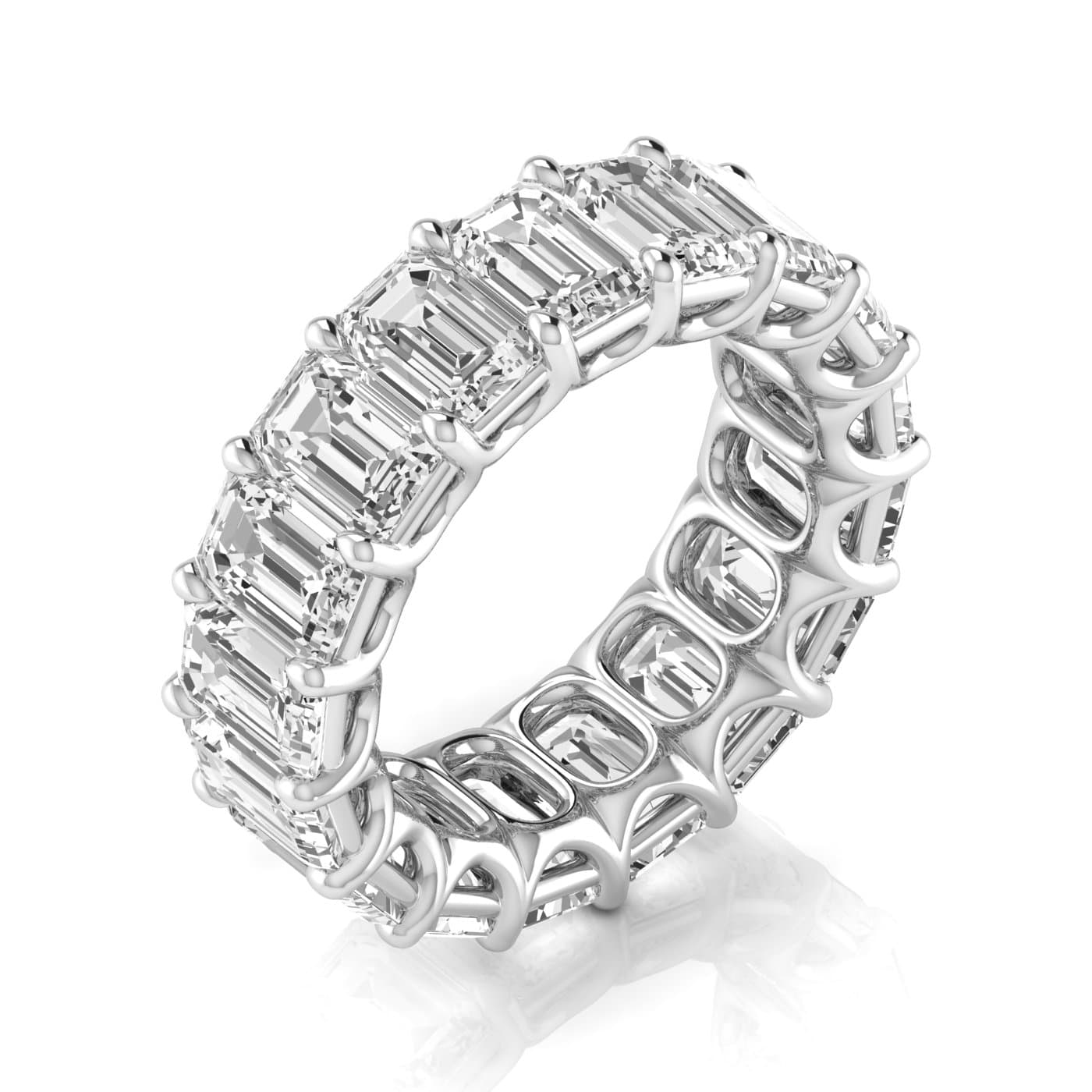 Diamond Emerald Cut Eternity Band (12 1/4 ct. tw.), On hand view in white gold or platinum
