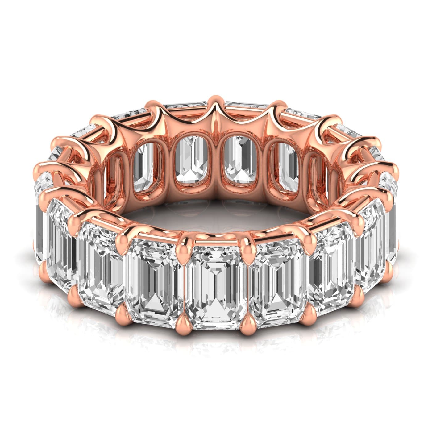 Diamond Emerald Cut Eternity Band (10.8 ct. tw.), Side view in rose gold