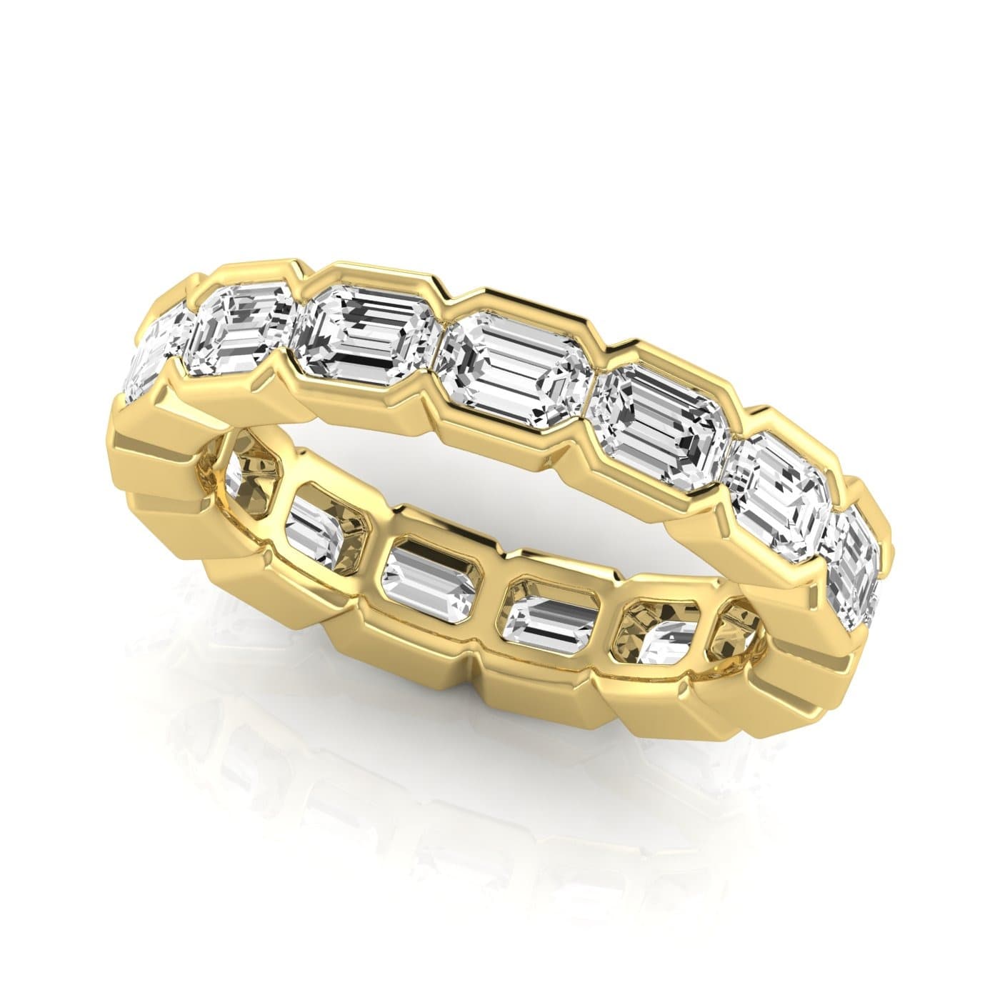 Diamond Emerald Cut Eternity Band (4 1/2 ct. tw.), Front view in yellow gold