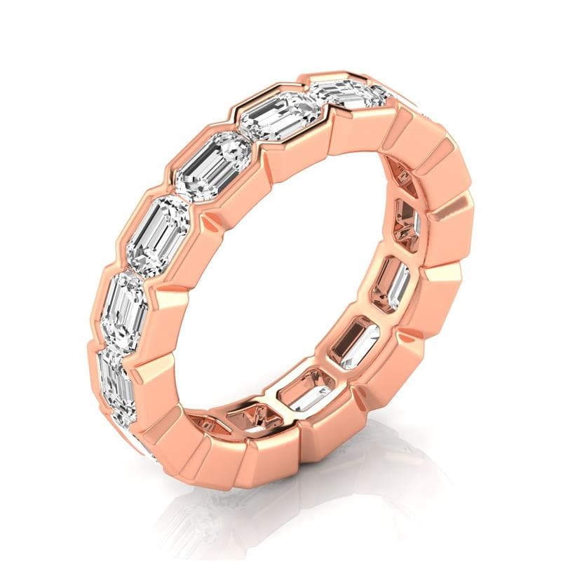Diamond Emerald Cut Eternity Band (4.8 ct. tw.), On hand view in rose gold