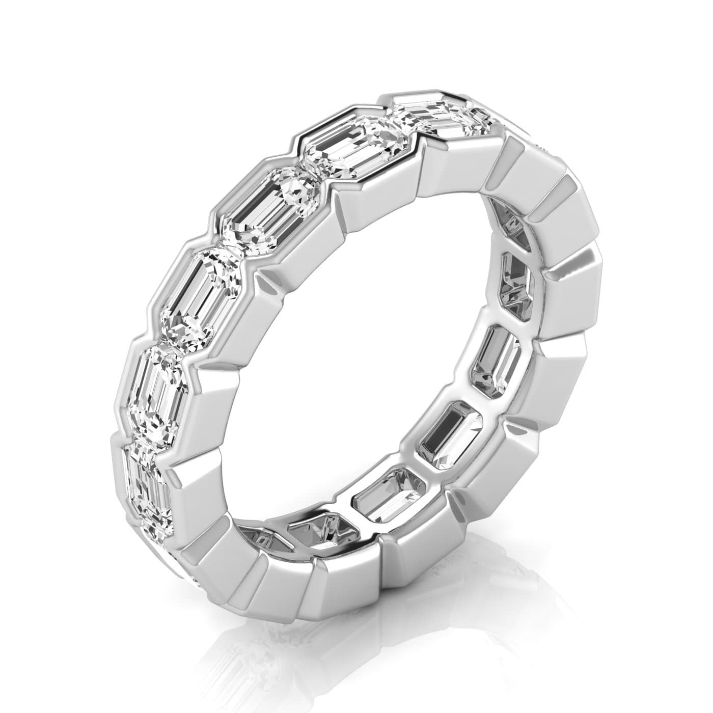 Diamond Emerald Cut Eternity Band (5 1/8 ct. tw.), On hand view in white gold or platinum