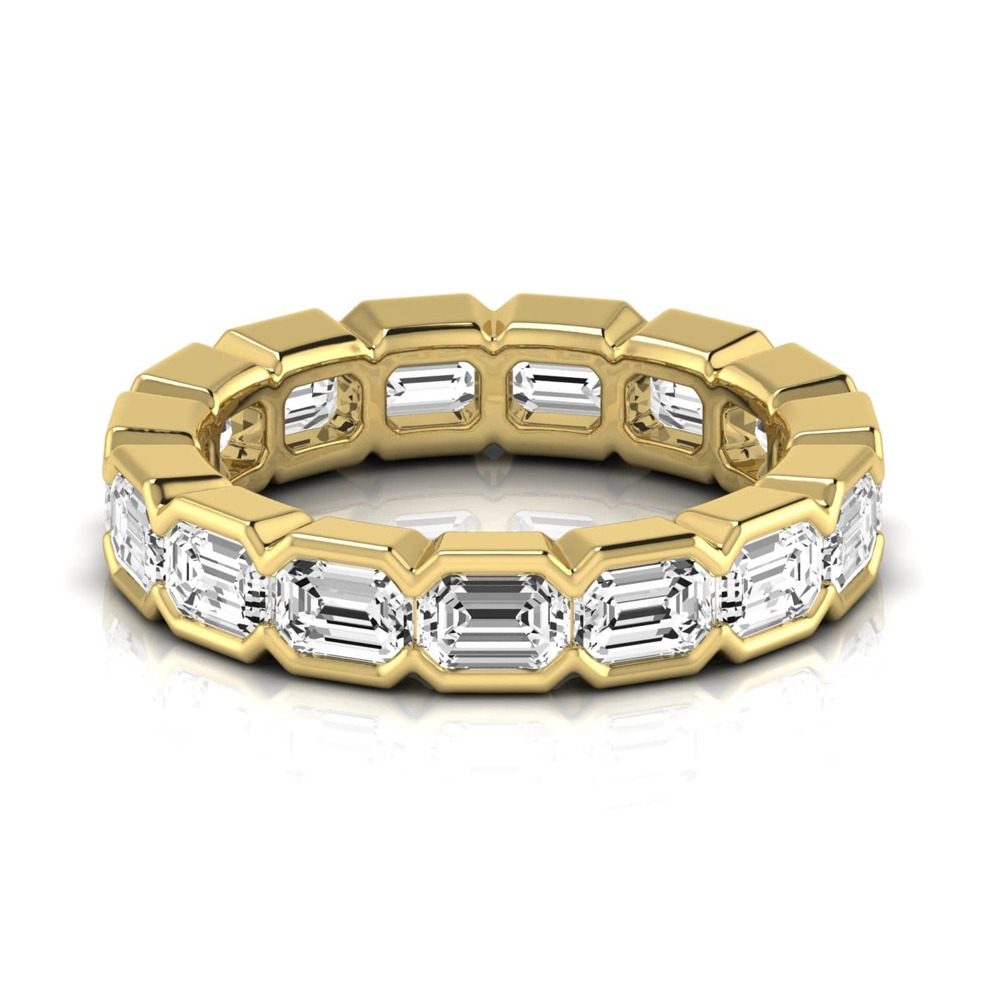 Diamond Emerald Cut Eternity Band (4 1/2 ct. tw.), Side view in yellow gold