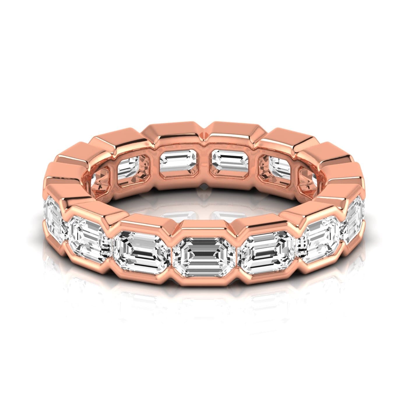 Diamond Emerald Cut Eternity Band (4.8 ct. tw.), Side view in rose gold