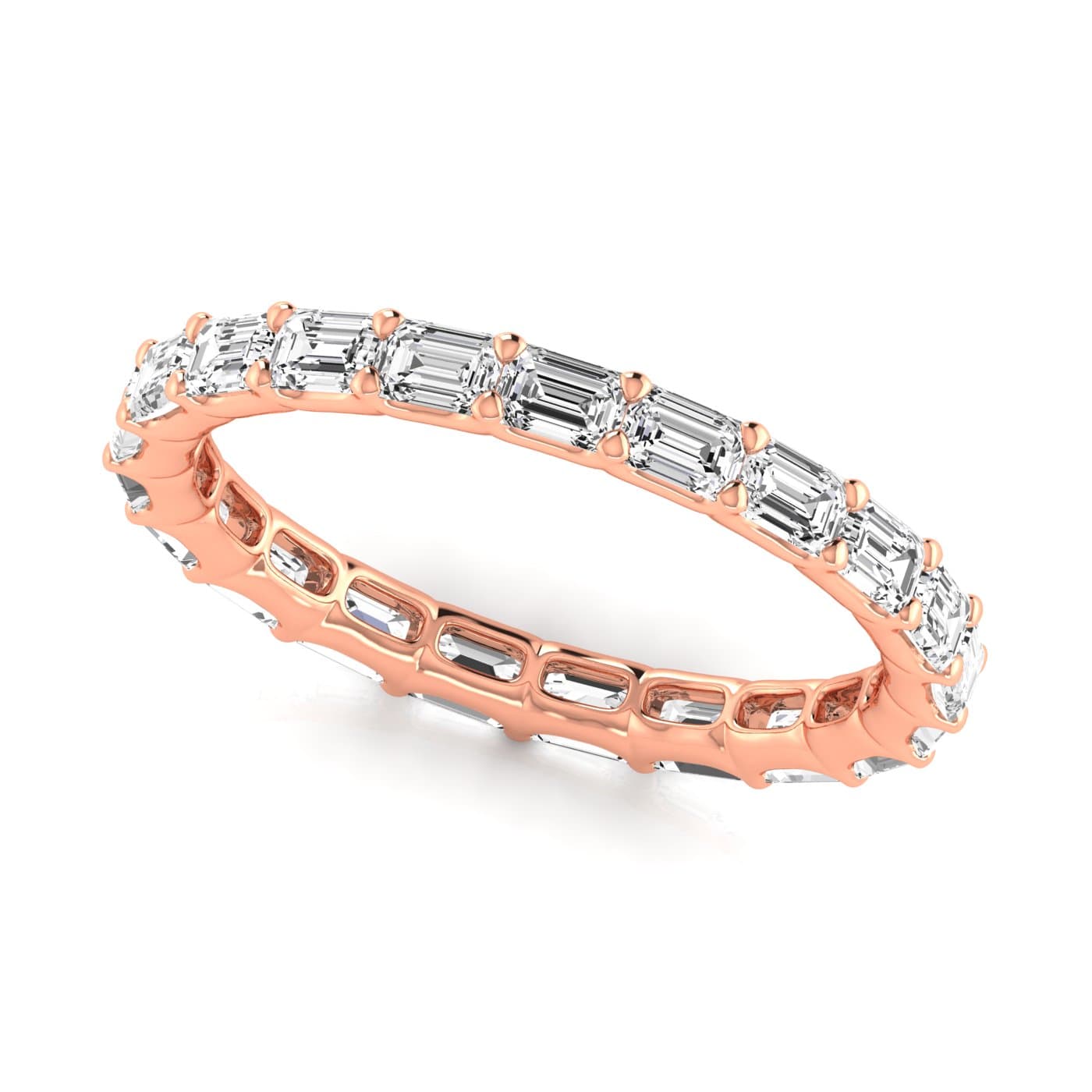 Diamond Emerald Cut Eternity Band (1.8 ct. tw.), Front view in rose gold