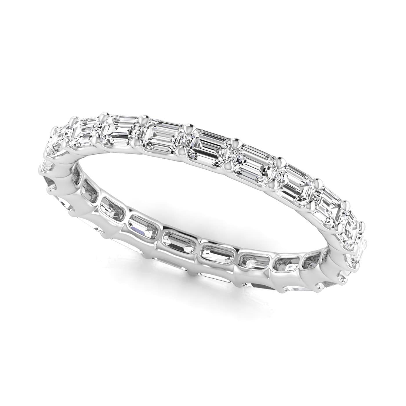Diamond Emerald Cut Eternity Band (1 7/8 ct. tw.), Front view in white gold or platinum