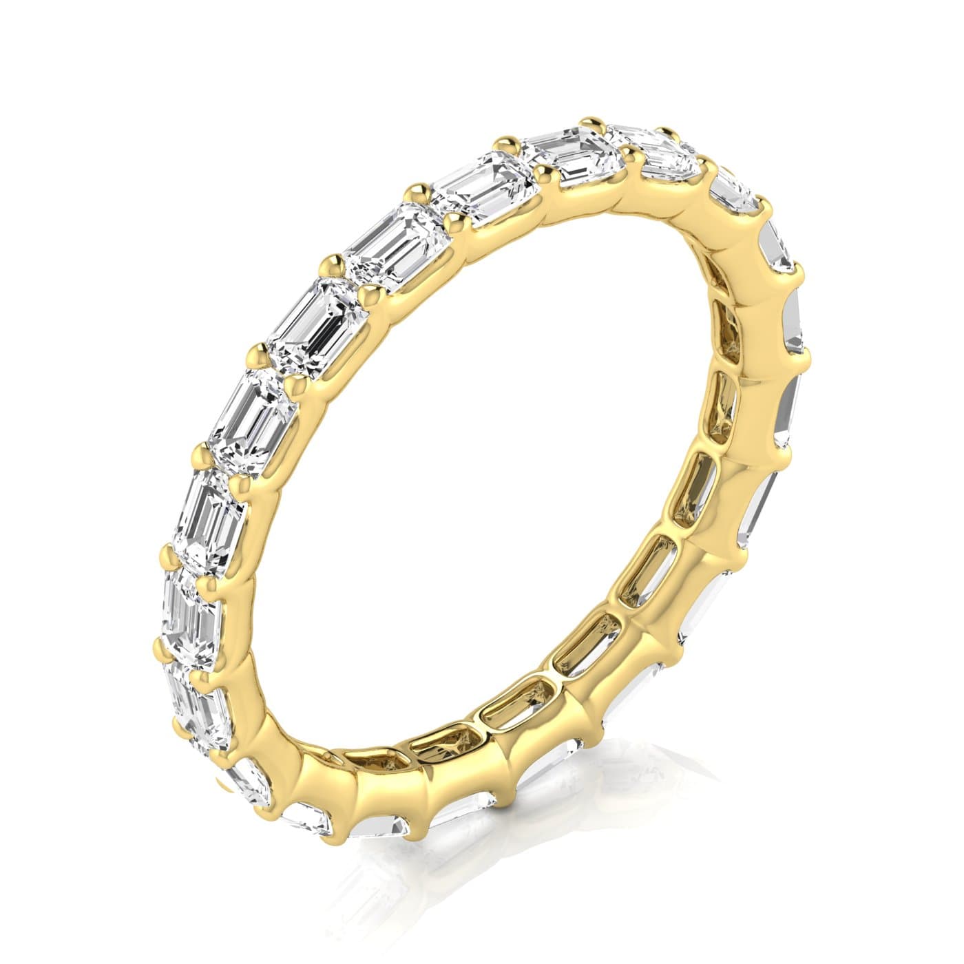 Diamond Emerald Cut Eternity Band (2.16 ct. tw.), On hand view in yellow gold