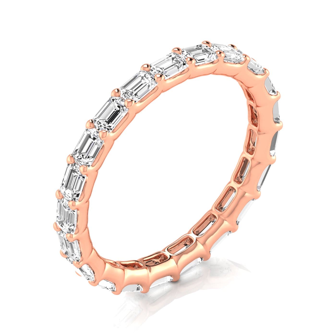 Diamond Emerald Cut Eternity Band (1.8 ct. tw.), On hand view in rose gold