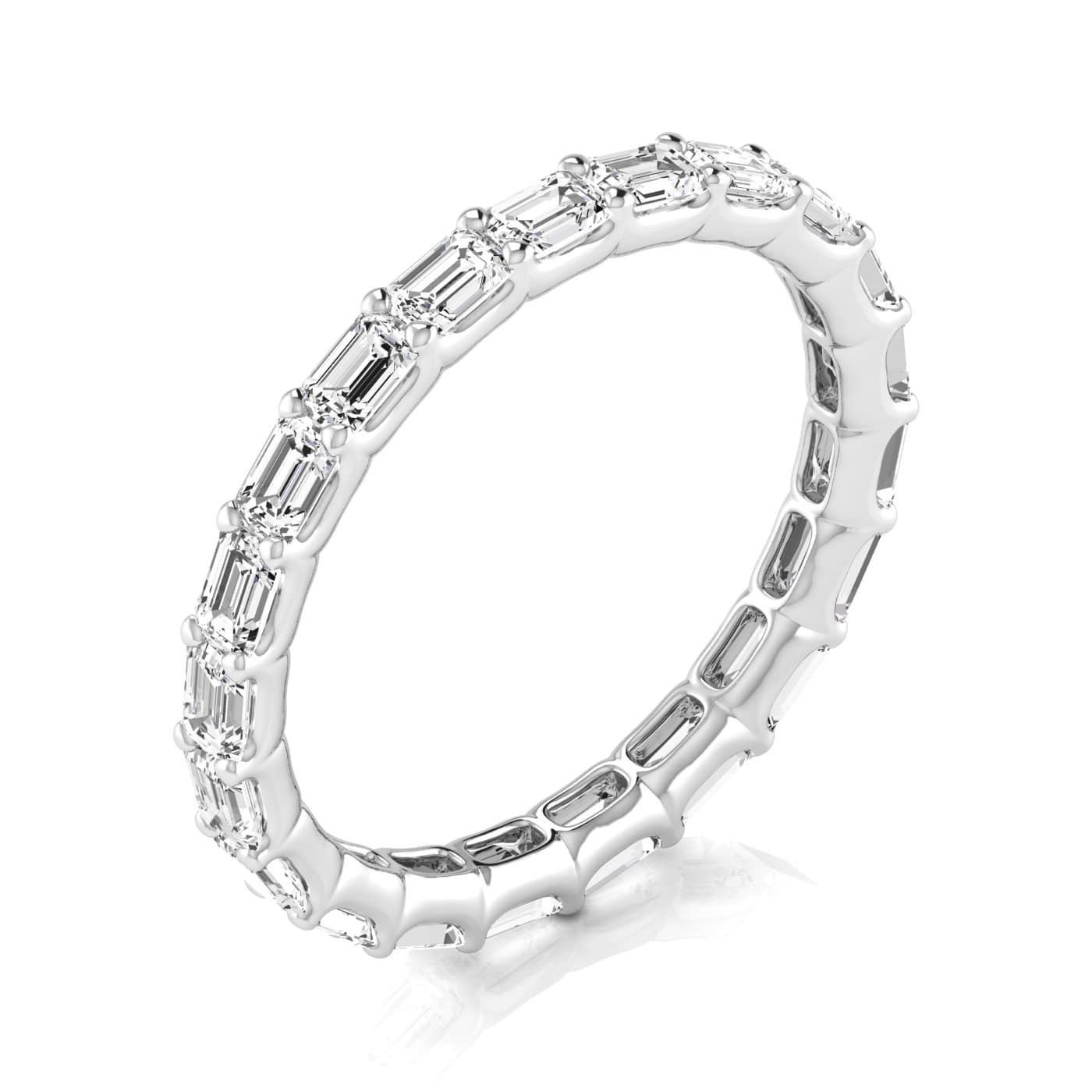 Diamond Emerald Cut Eternity Band (1 7/8 ct. tw.), On hand view in white gold or platinum