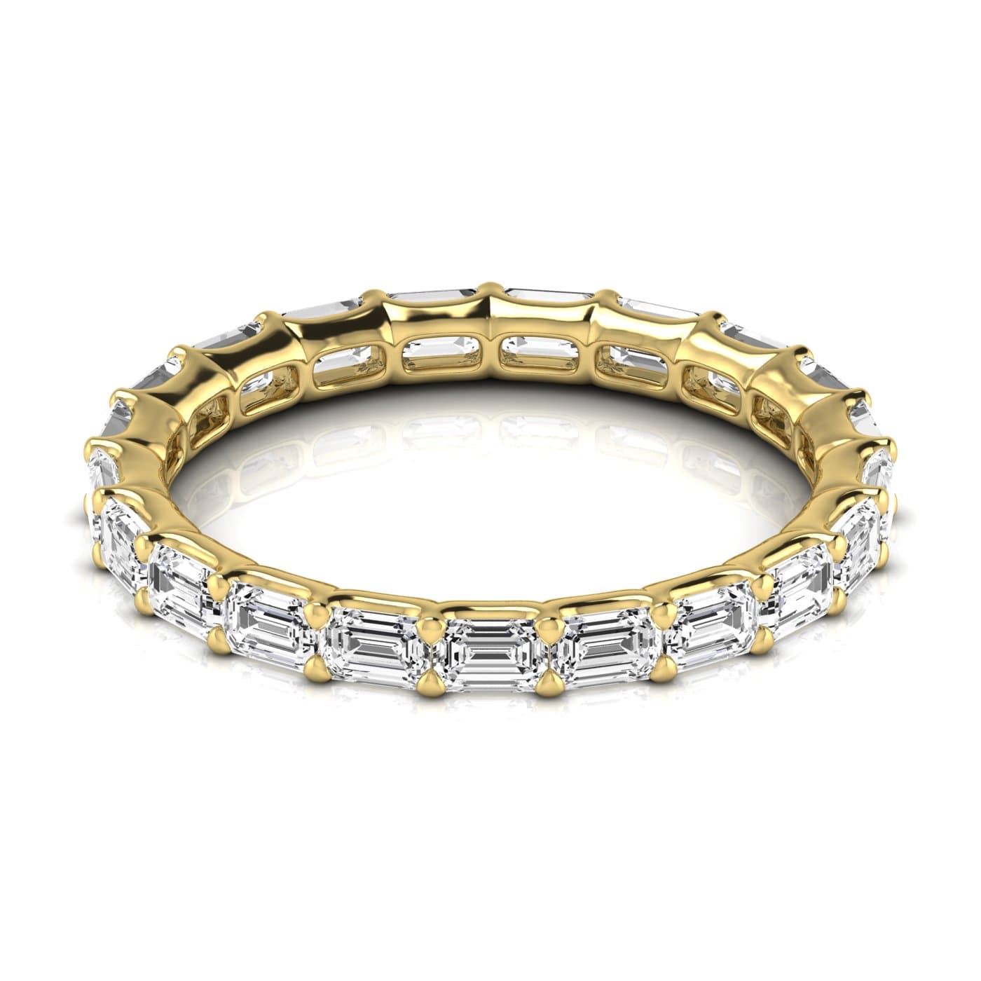 Diamond Emerald Cut Eternity Band (2.16 ct. tw.), Side view in yellow gold