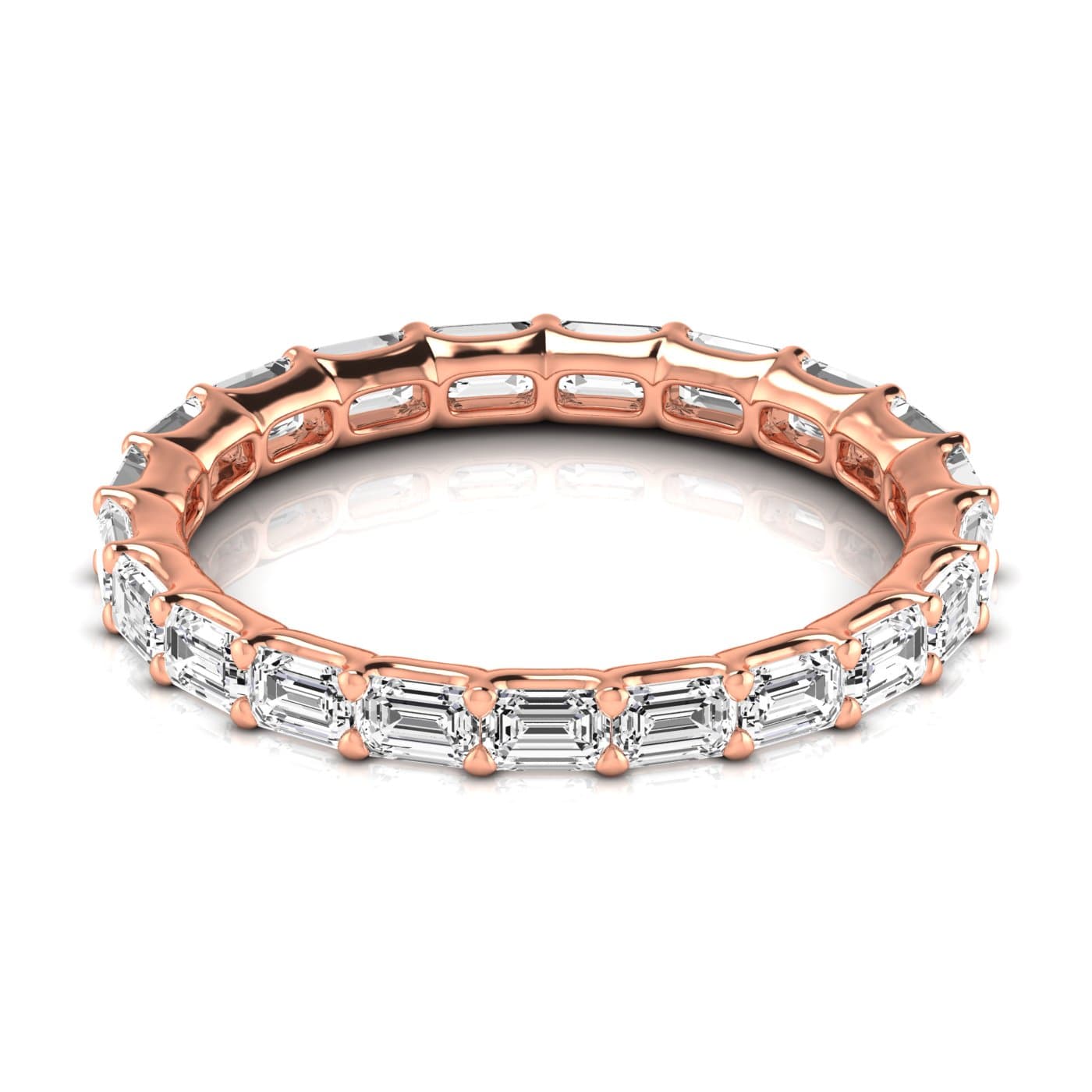 Diamond Emerald Cut Eternity Band (1.8 ct. tw.), Side view in rose gold