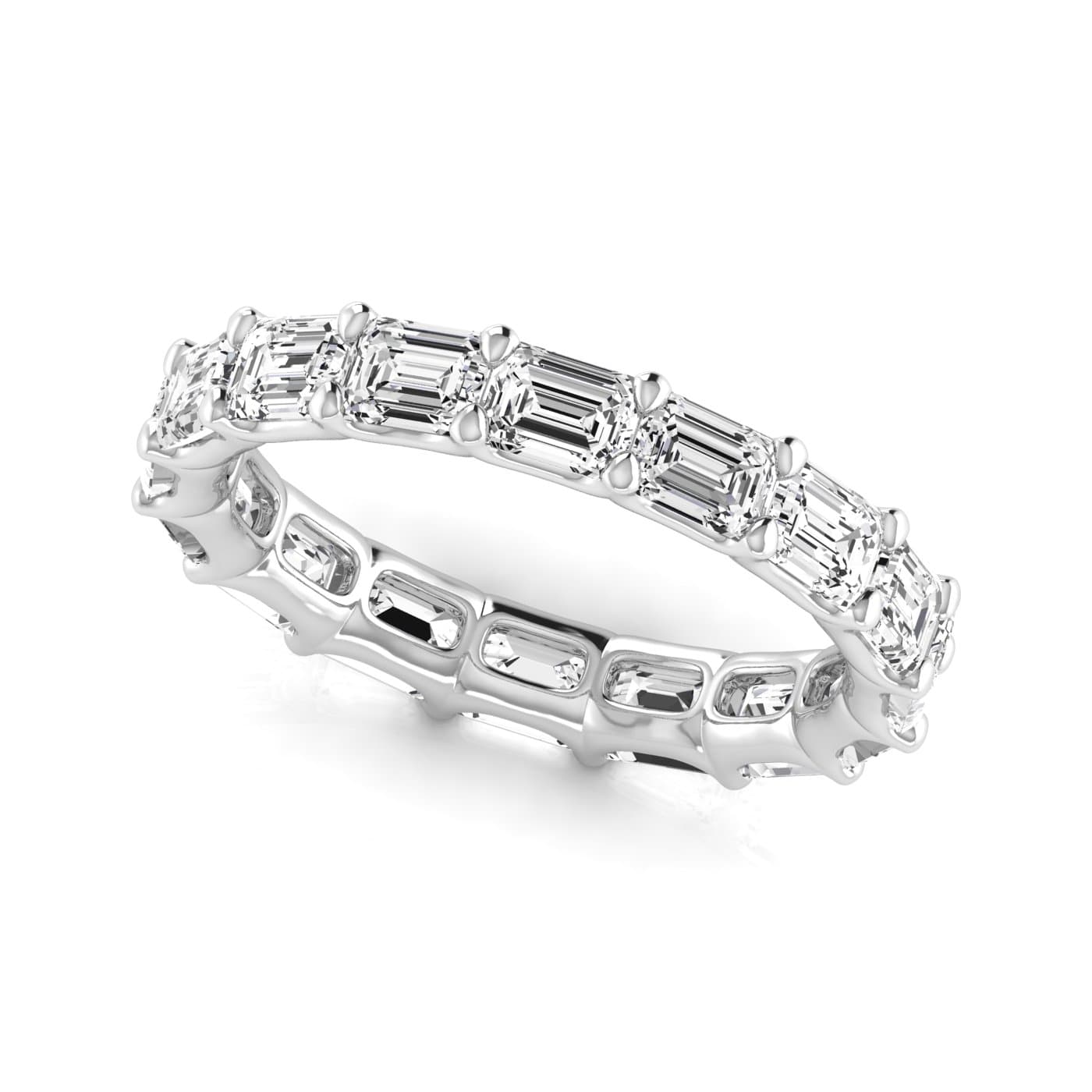 Diamond Emerald Cut Eternity Band (3 2/3 ct. tw.), Front view in white gold or platinum