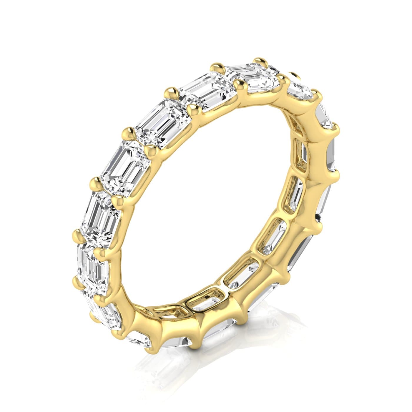 Diamond Emerald Cut Eternity Band (3 2/3 ct. tw.), On hand view in yellow gold