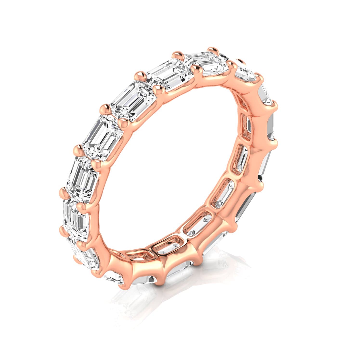 Diamond Emerald Cut Eternity Band (4.41 ct. tw.), On hand view in rose gold