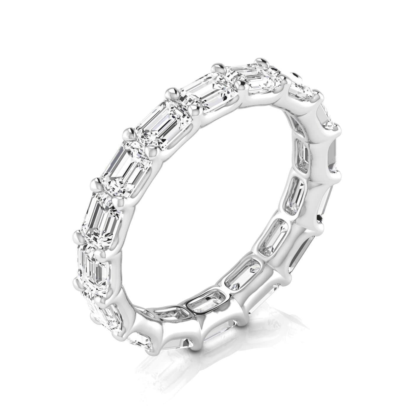 Diamond Emerald Cut Eternity Band (3 2/3 ct. tw.), On hand view in white gold or platinum