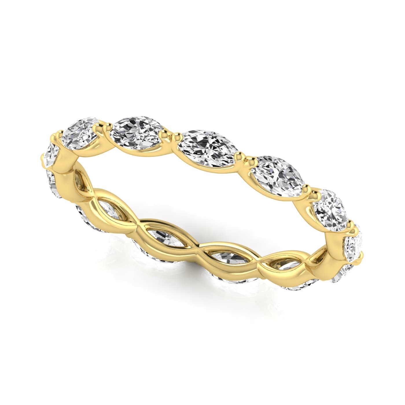 Diamond Emerald Cut Eternity Band (1.3 ct. tw.), Front view in yellow gold