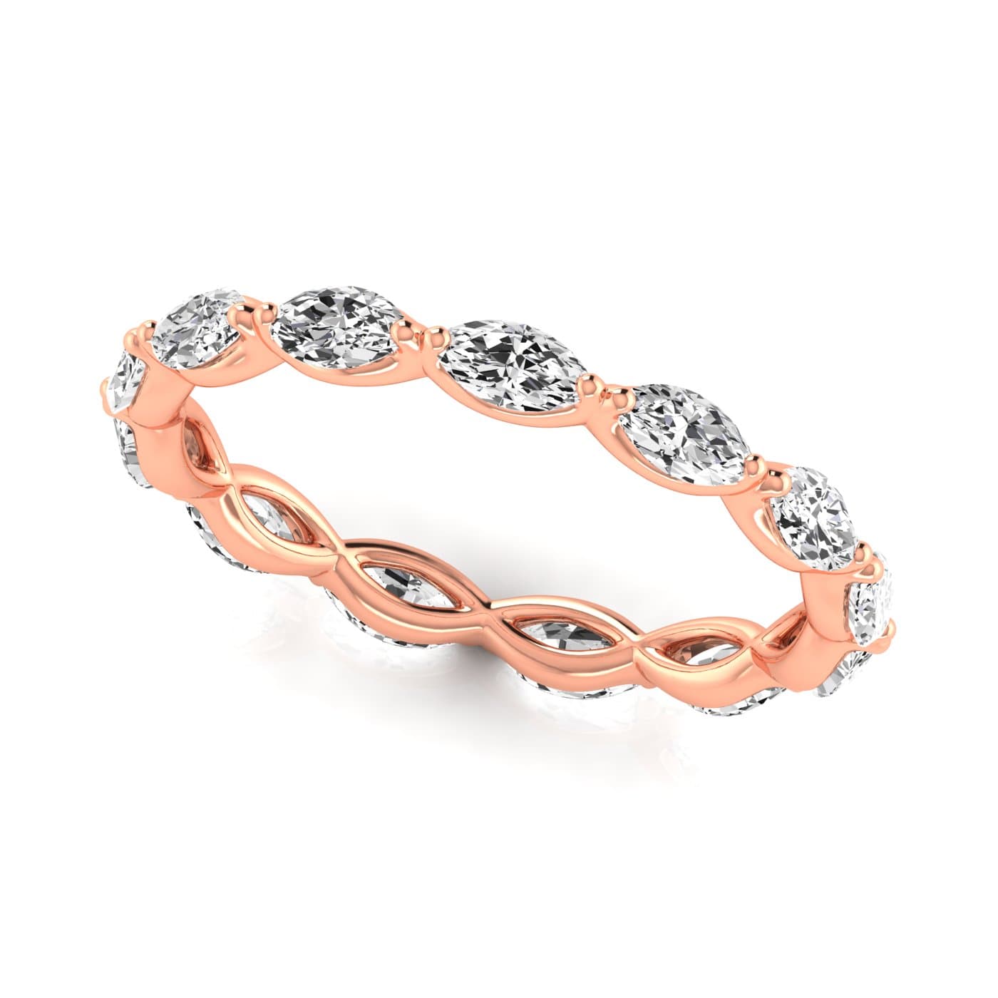 Diamond Emerald Cut Eternity Band (1.2 ct. tw.), Front view in rose gold