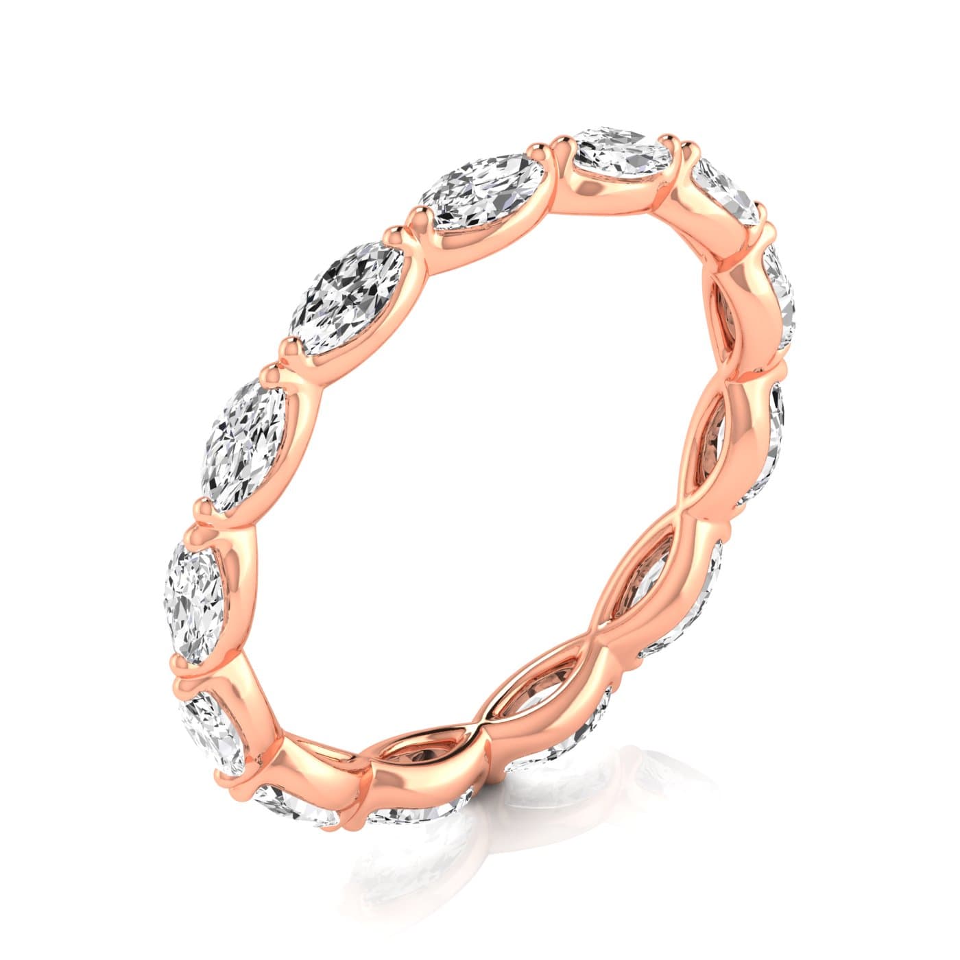 Diamond Emerald Cut Eternity Band (1.2 ct. tw.), On hand view in rose gold
