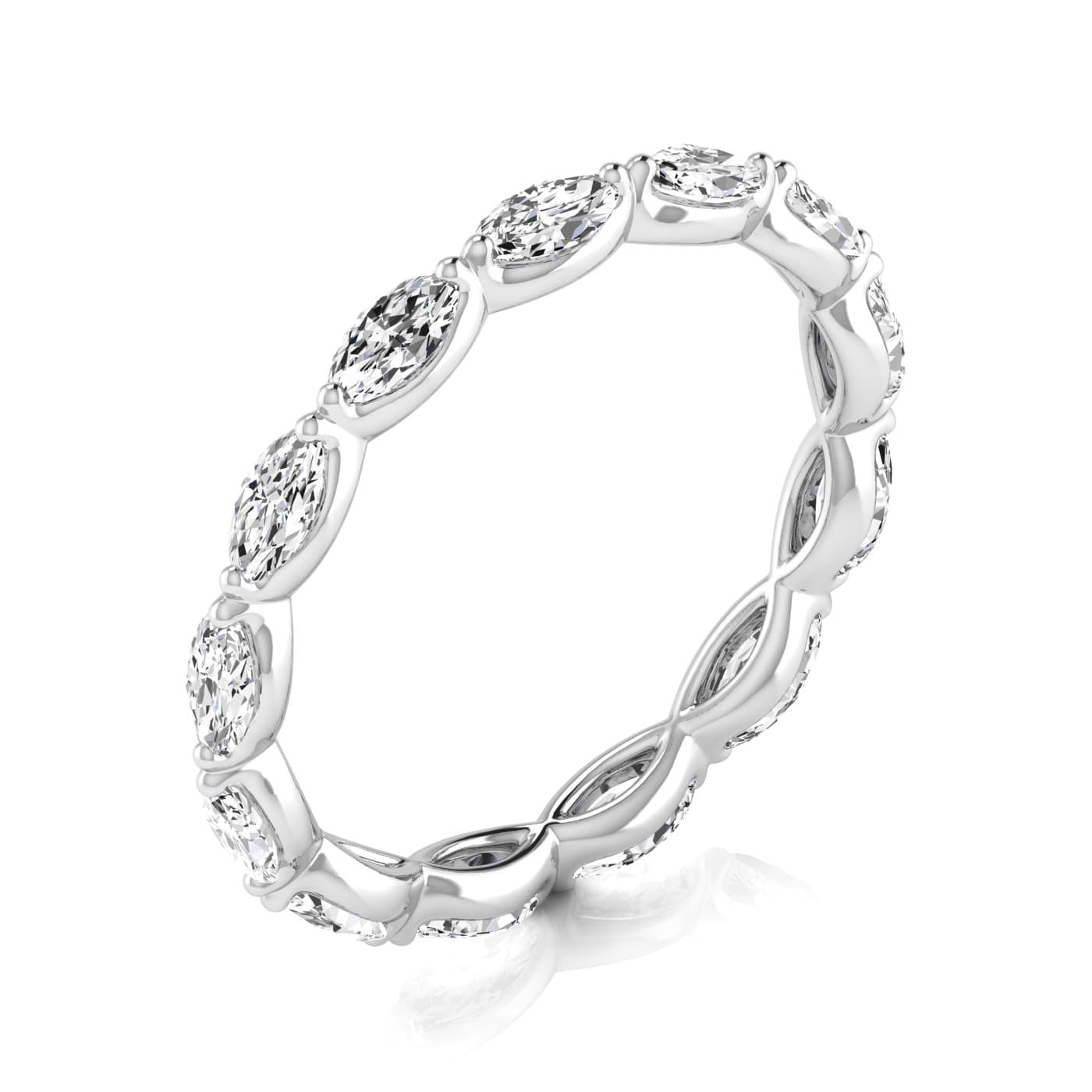 Diamond Emerald Cut Eternity Band (1.3 ct. tw.), On hand view in white gold or platinum