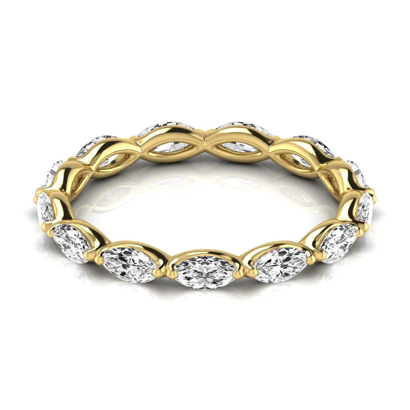 Diamond Emerald Cut Eternity Band (1.3 ct. tw.), Side view in yellow gold