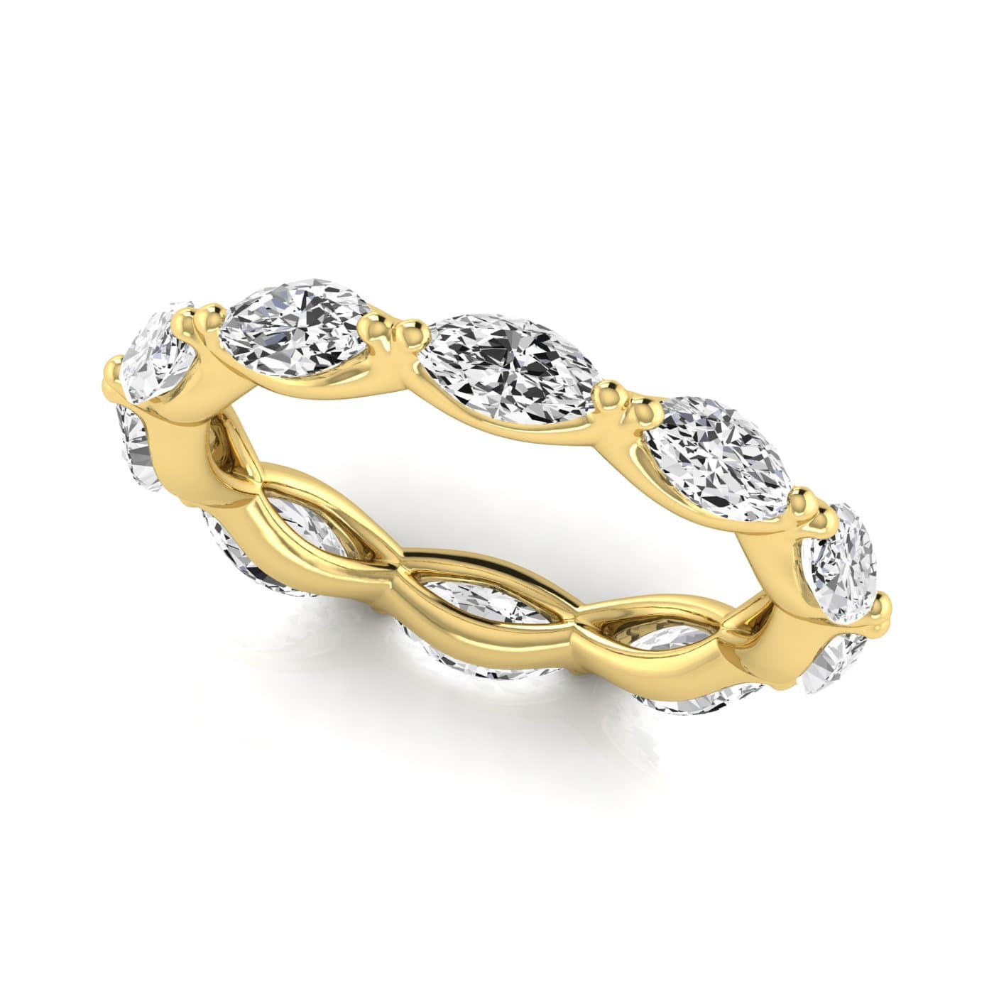 Diamond Emerald Cut Eternity Band (2.45 ct. tw.), Front view in yellow gold