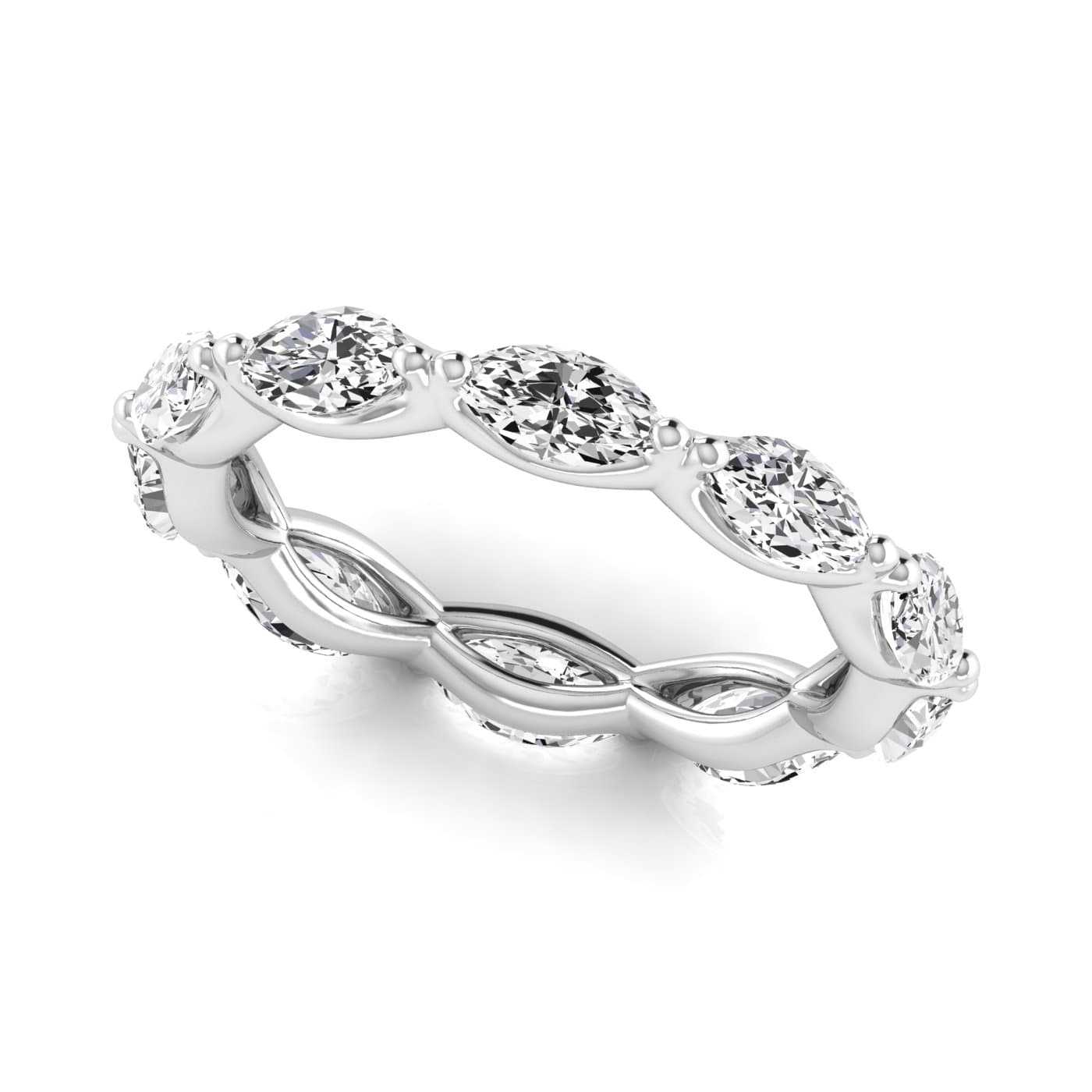 Diamond Emerald Cut Eternity Band (2.21 ct. tw.), Front view in white gold or platinum
