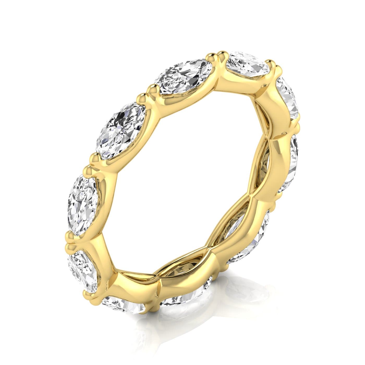Diamond Emerald Cut Eternity Band (2.45 ct. tw.), On hand view in yellow gold