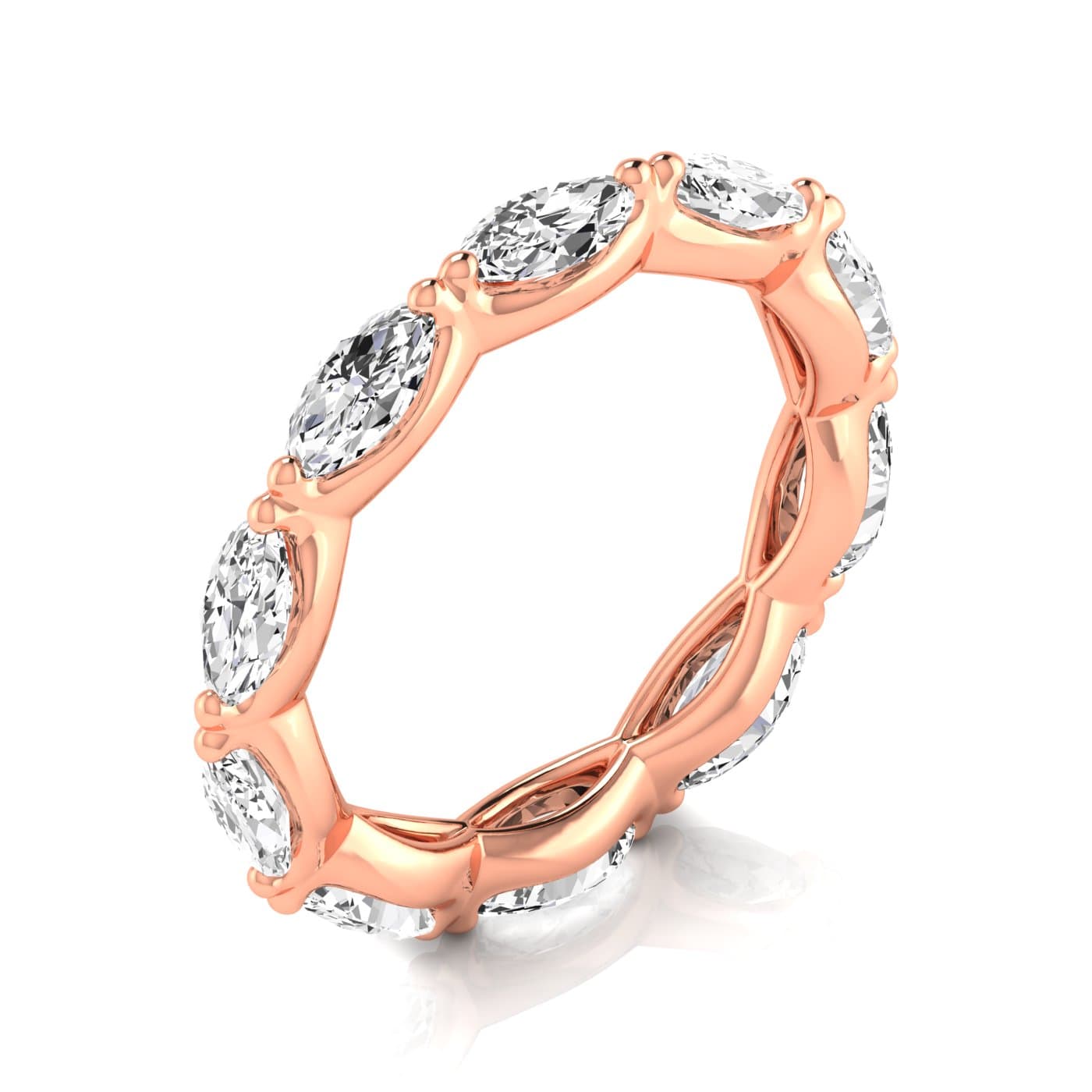 Diamond Emerald Cut Eternity Band (2.21 ct. tw.), On hand view in rose gold
