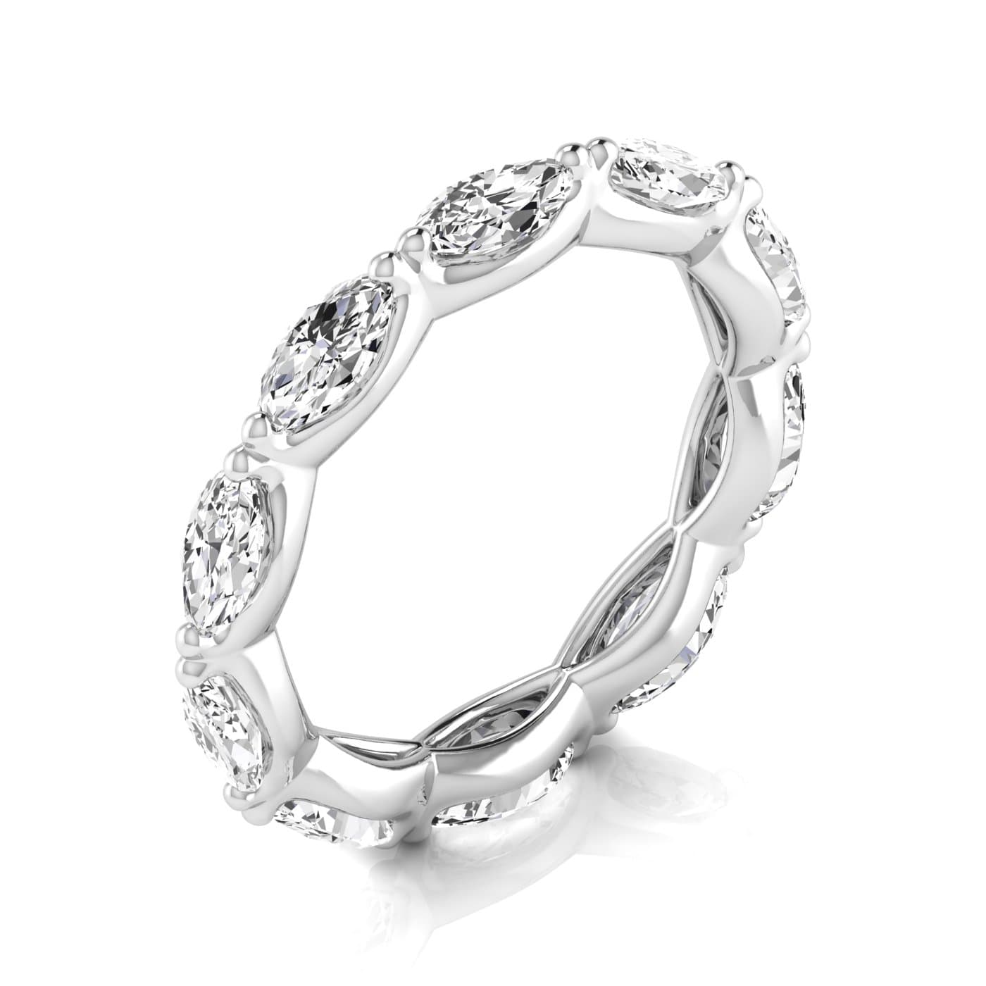 Diamond Emerald Cut Eternity Band (2.21 ct. tw.), On hand view in white gold or platinum