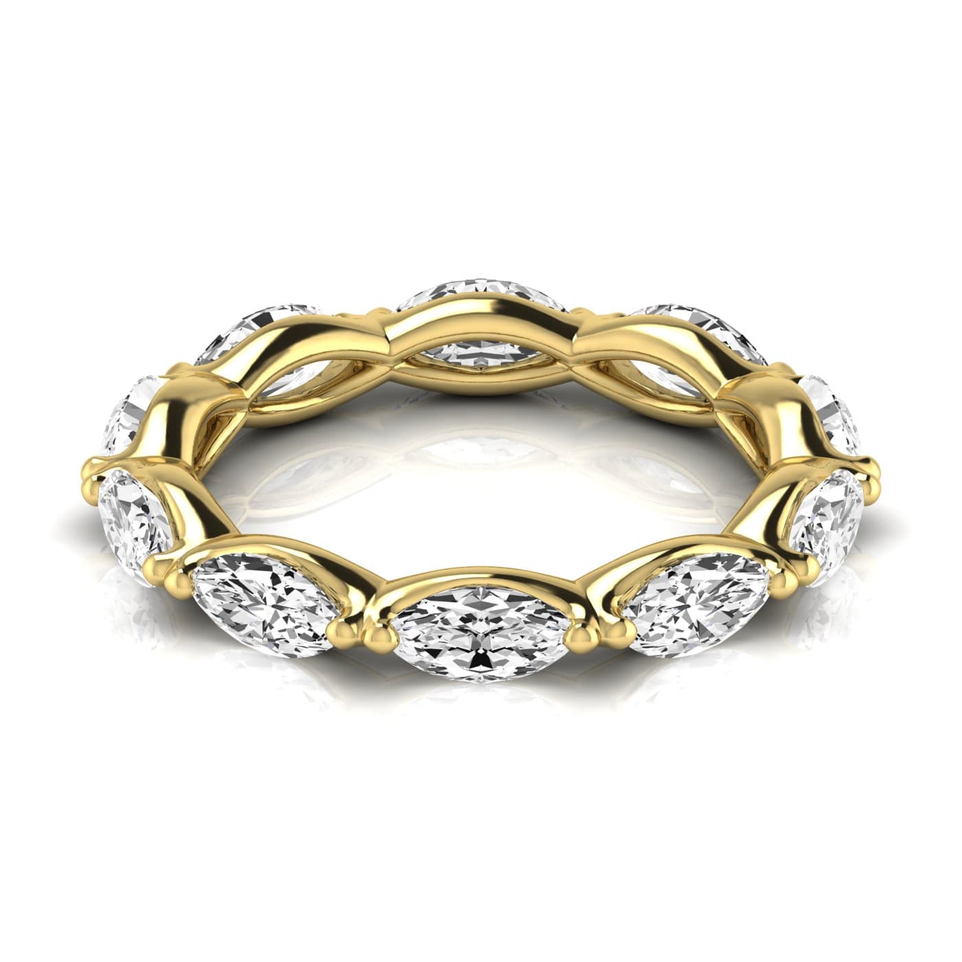 Diamond Emerald Cut Eternity Band (2.45 ct. tw.), Side view in yellow gold