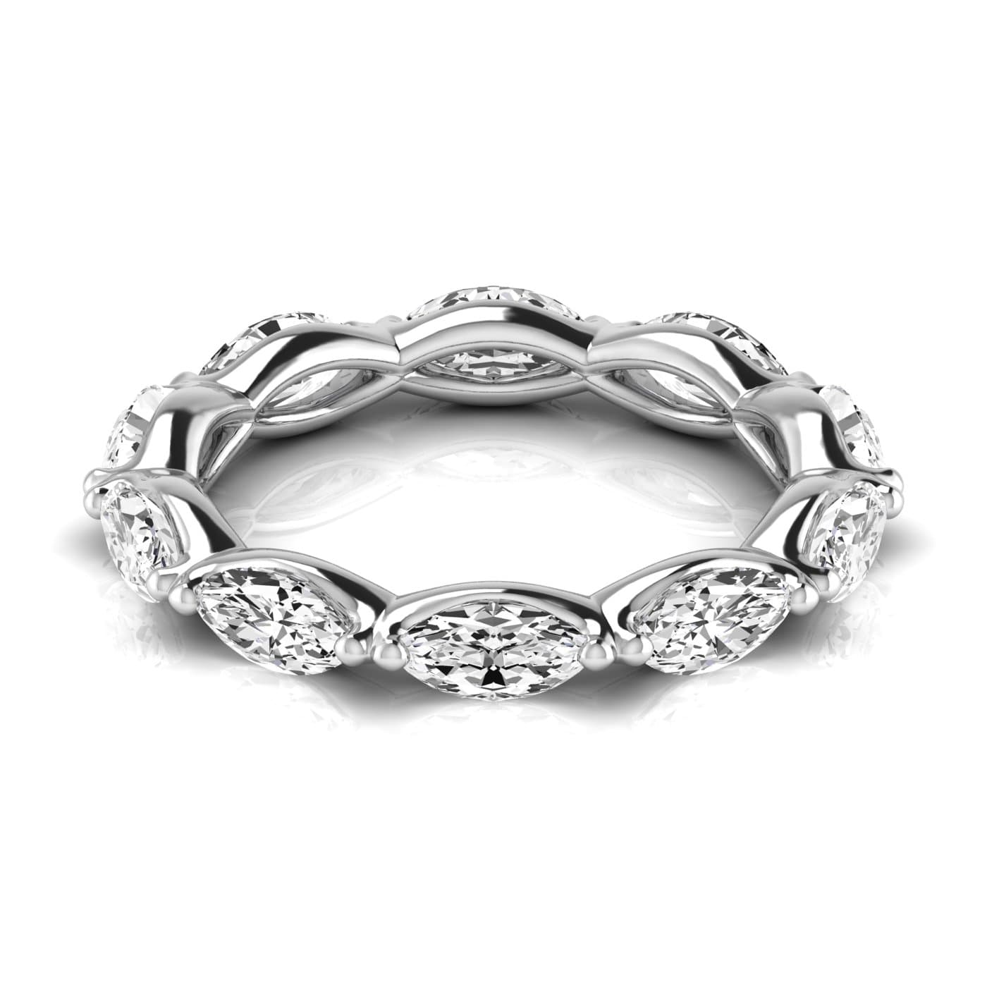 Diamond Emerald Cut Eternity Band (2.21 ct. tw.), Side view in white gold or platinum