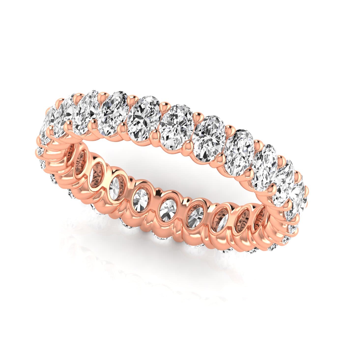 Oval Diamond Eternity Band (2.43 ct. tw.), Front view in rose gold