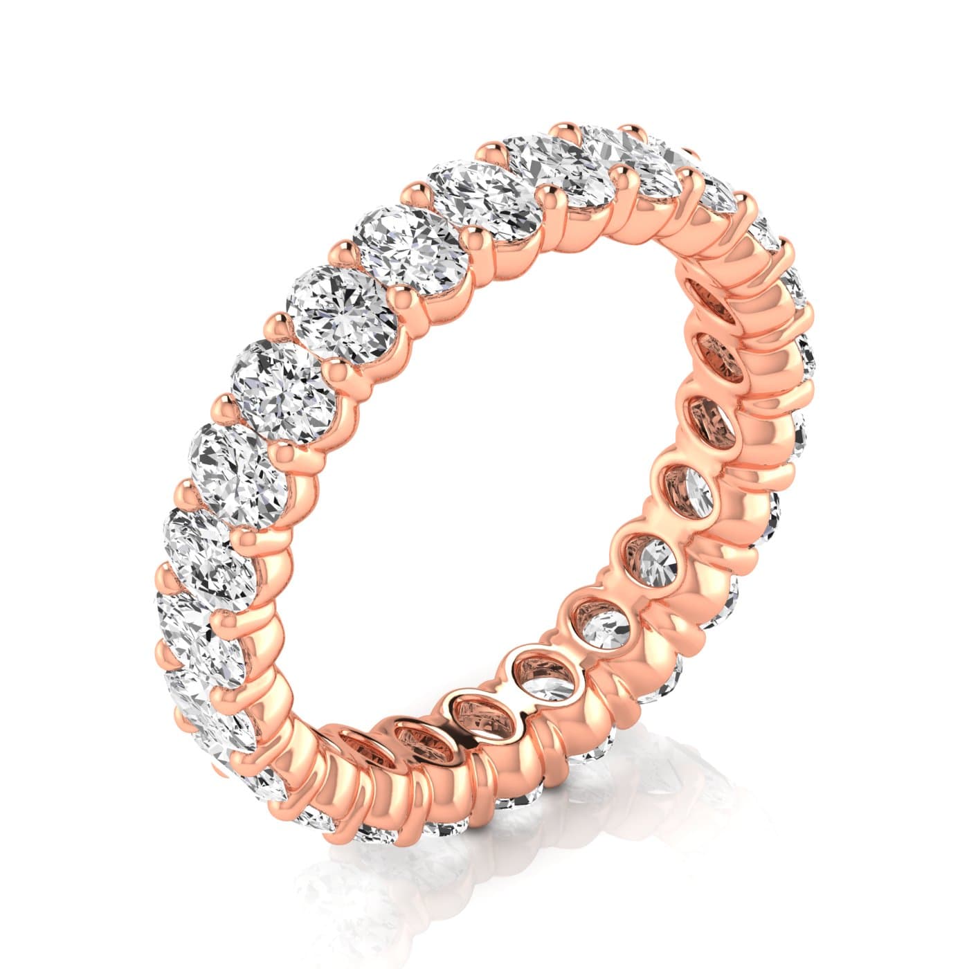 Oval Diamond Eternity Band (2.43 ct. tw.), On hand view in rose gold