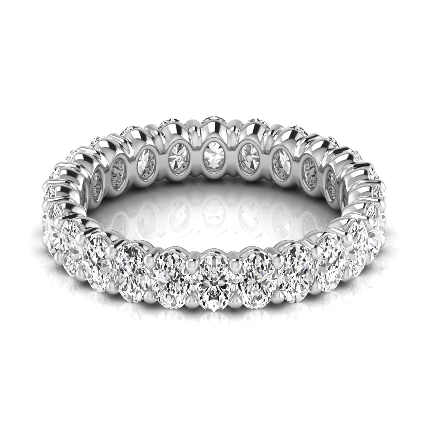 Oval Diamond Eternity Band (2.16 ct. tw.), Side view in white gold or platinum