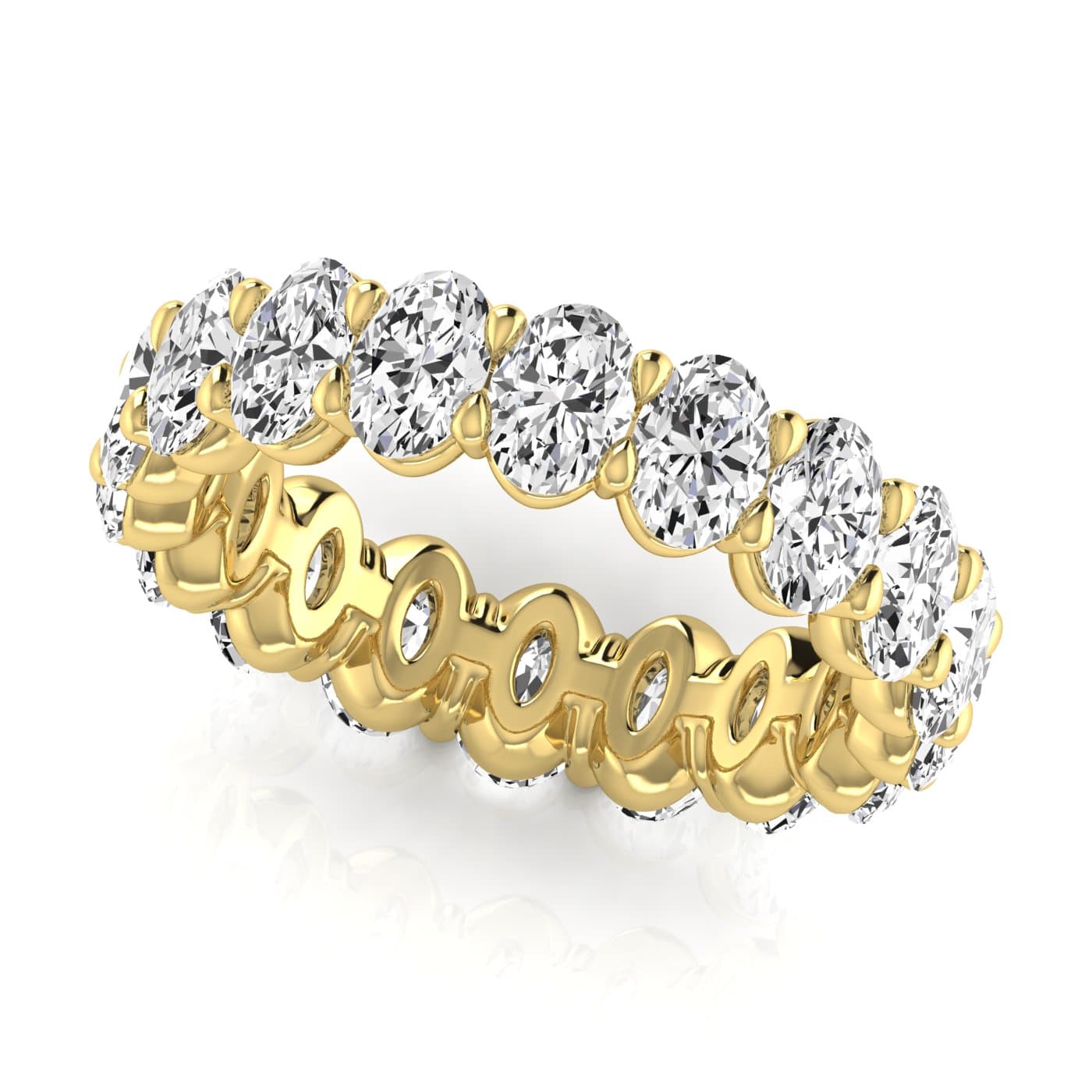 Oval Diamond Eternity Band (3.6 ct. tw.), Front view in yellow gold