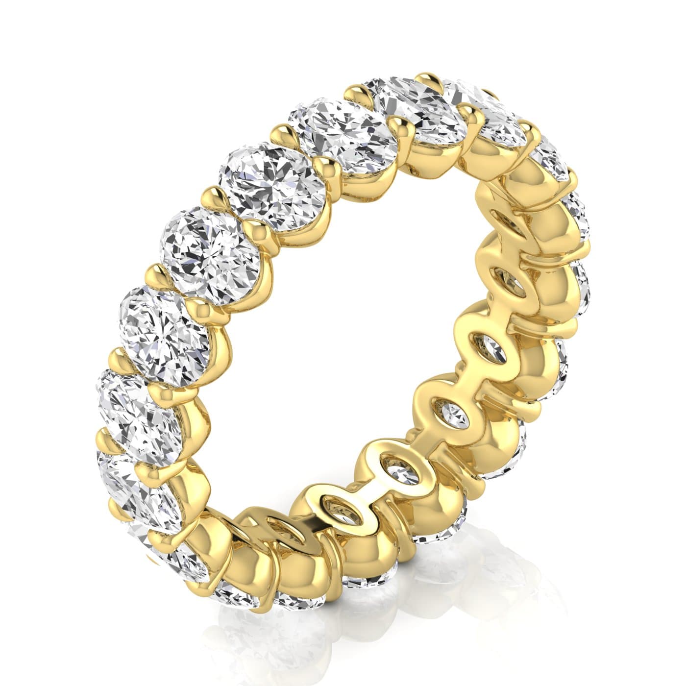 Oval Diamond Eternity Band (3.6 ct. tw.), On hand view in yellow gold