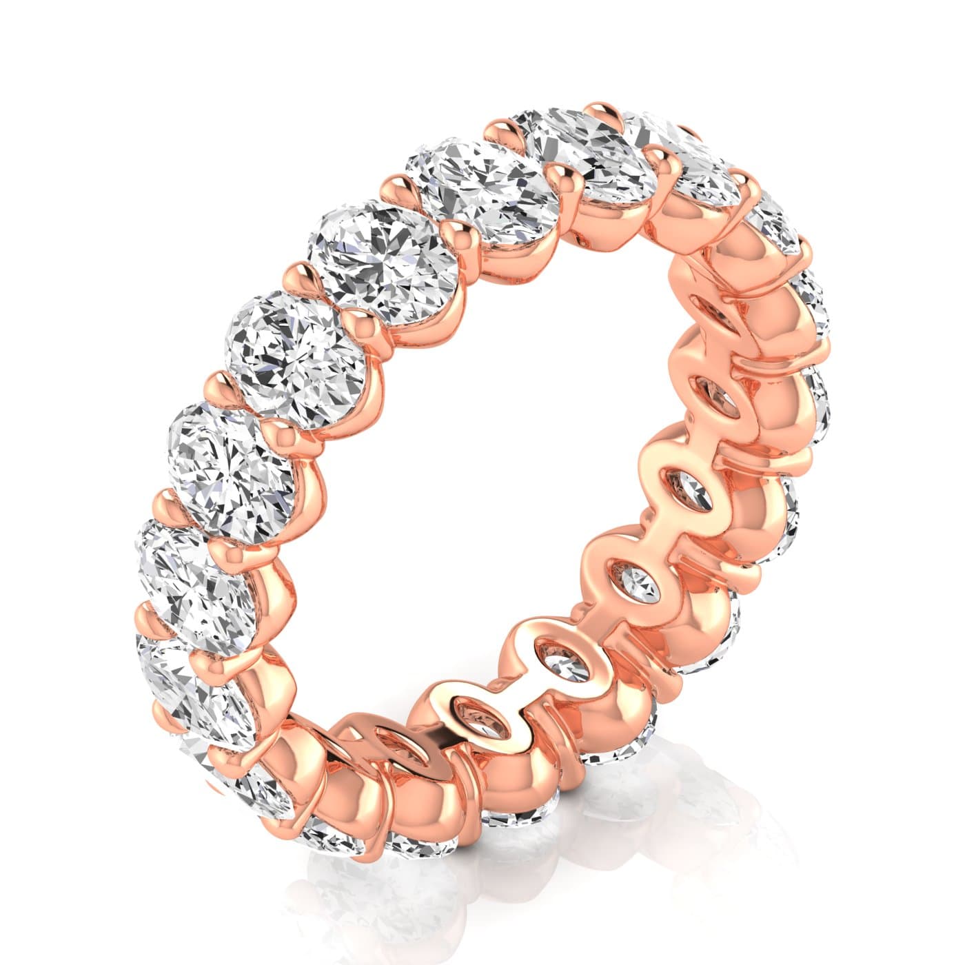 Oval Diamond Eternity Band (3.4 ct. tw.), On hand view in rose gold