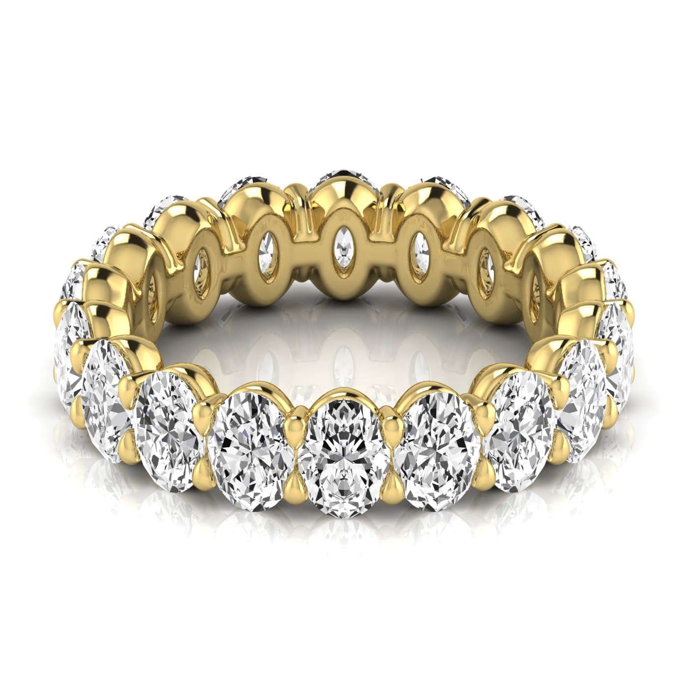 Oval Diamond Eternity Band (3.6 ct. tw.), Side view in yellow gold