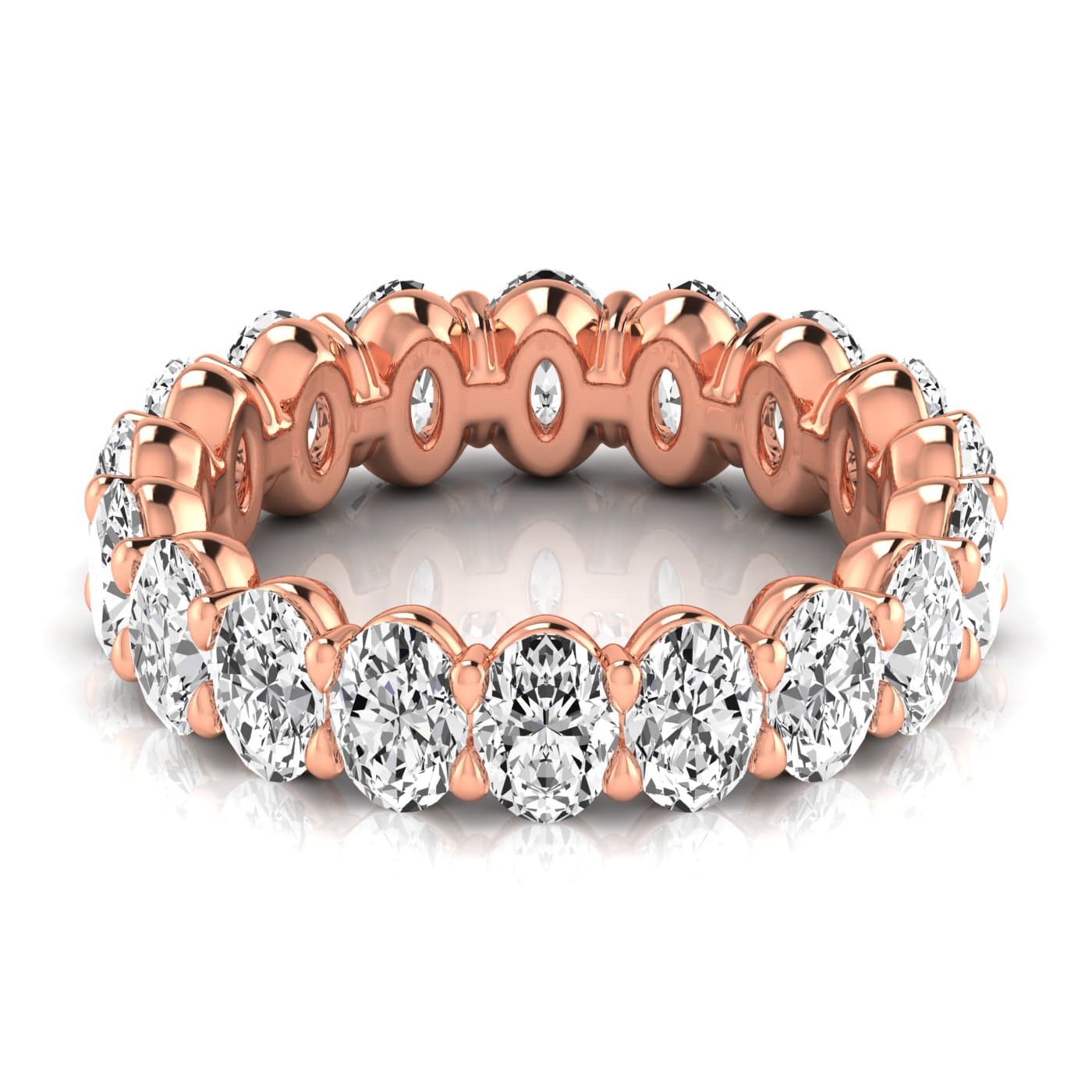 Oval Diamond Eternity Band (3.4 ct. tw.), Side view in rose gold