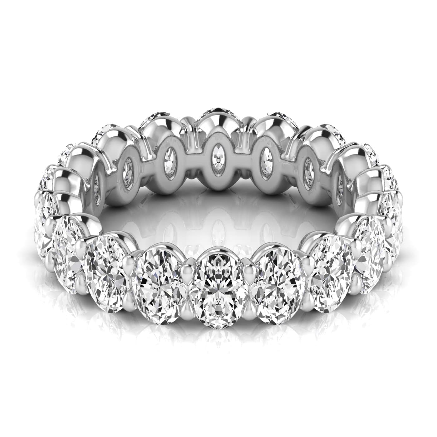 Oval Diamond Eternity Band (4.2 ct. tw.), Side view in white gold or platinum