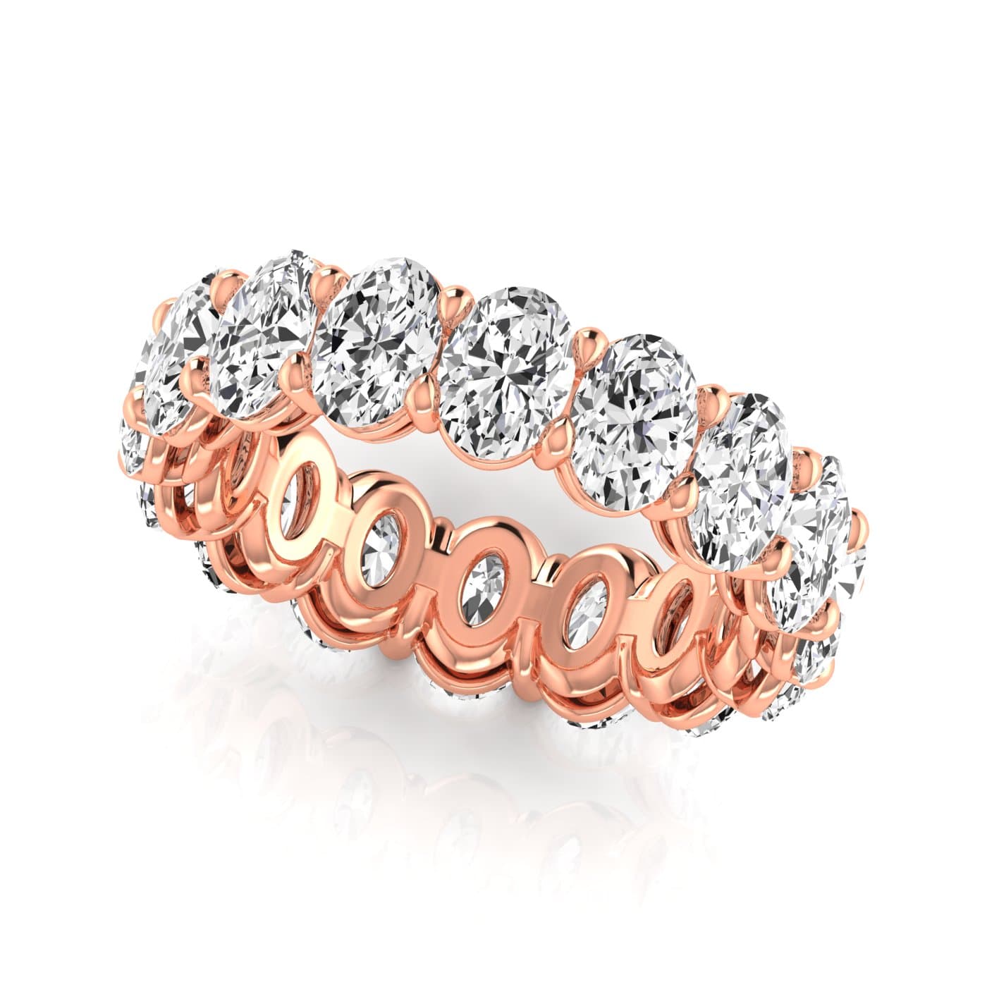 Oval Diamond Eternity Band (5.44 ct. tw.), Front view in rose gold
