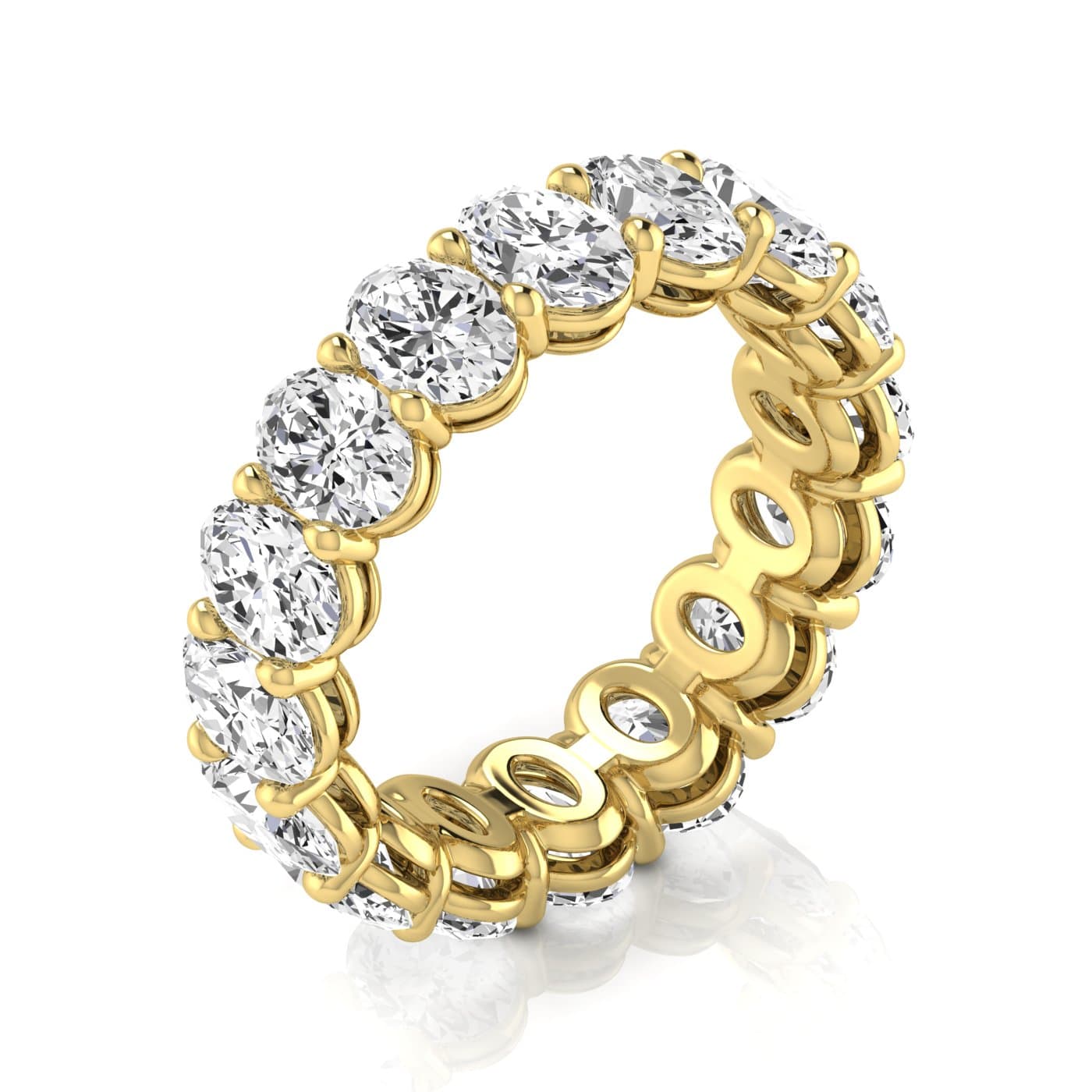 Oval Diamond Eternity Band (4.8 ct. tw.), On hand view in yellow gold