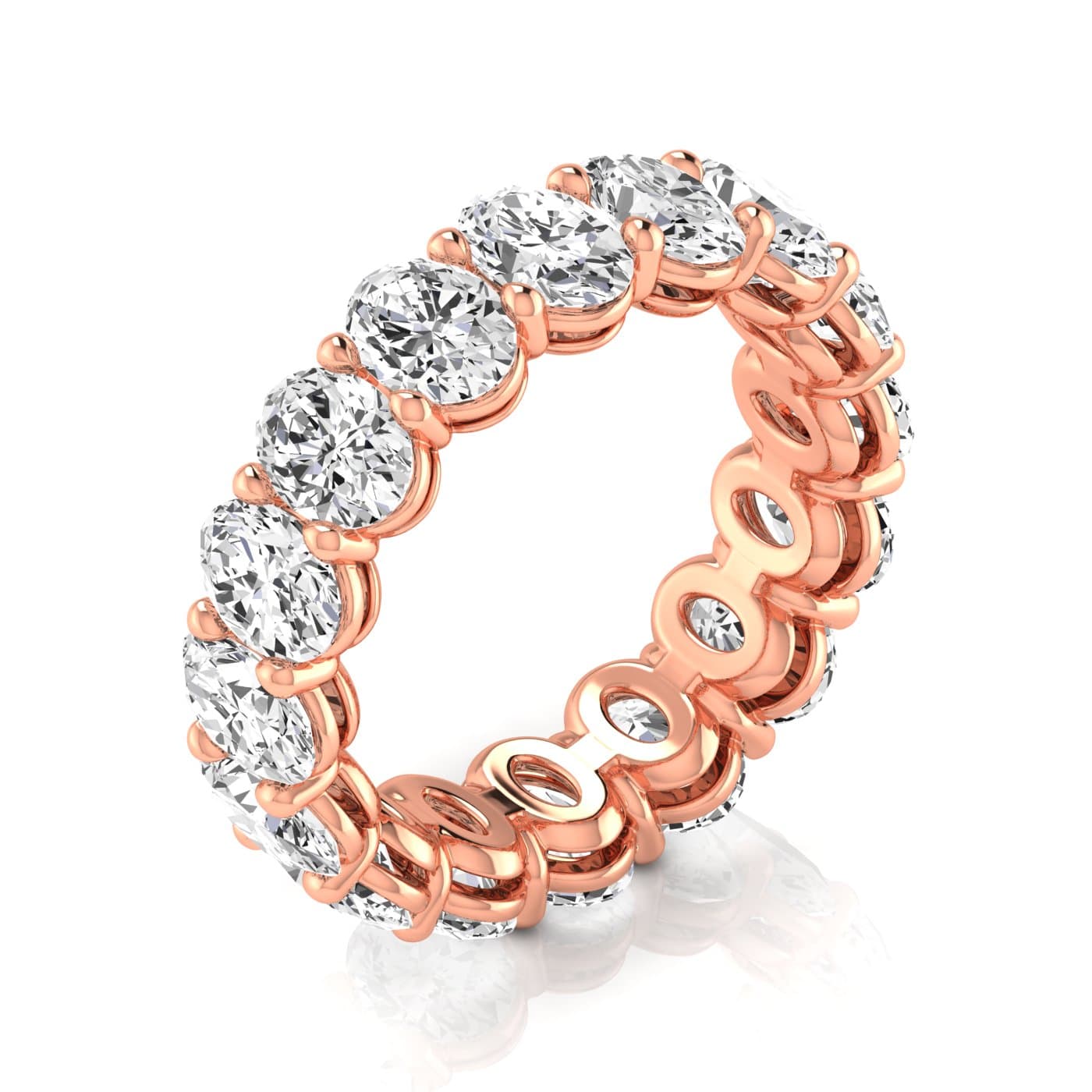 Oval Diamond Eternity Band (5.44 ct. tw.), On hand view in rose gold